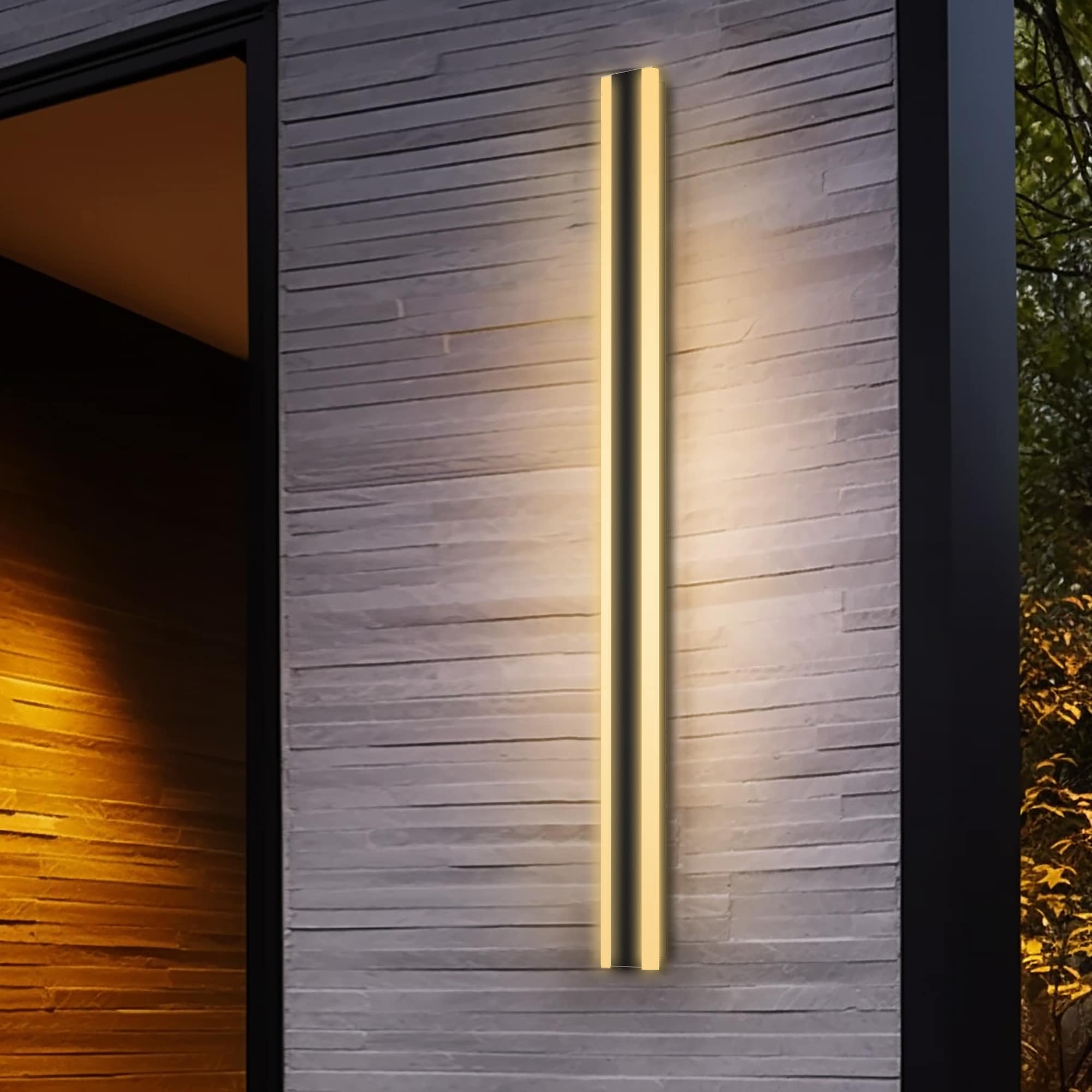 YANSUN L-DZ096 39.4-in H Matte Black Hardwired Integrated LED Outdoor Wall Light