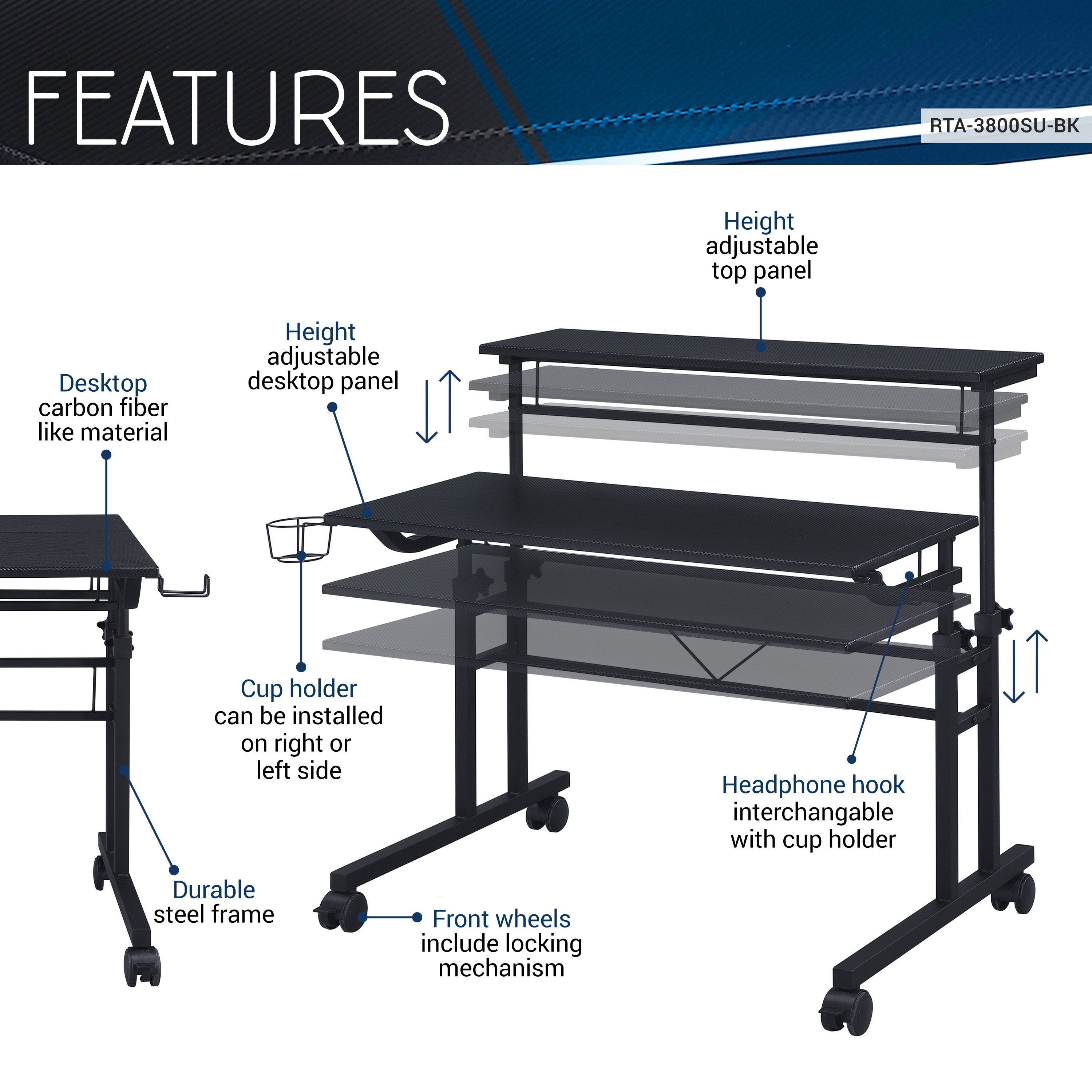 LOVMOR SF-R-RTA-3800SU-BK desks - View #3