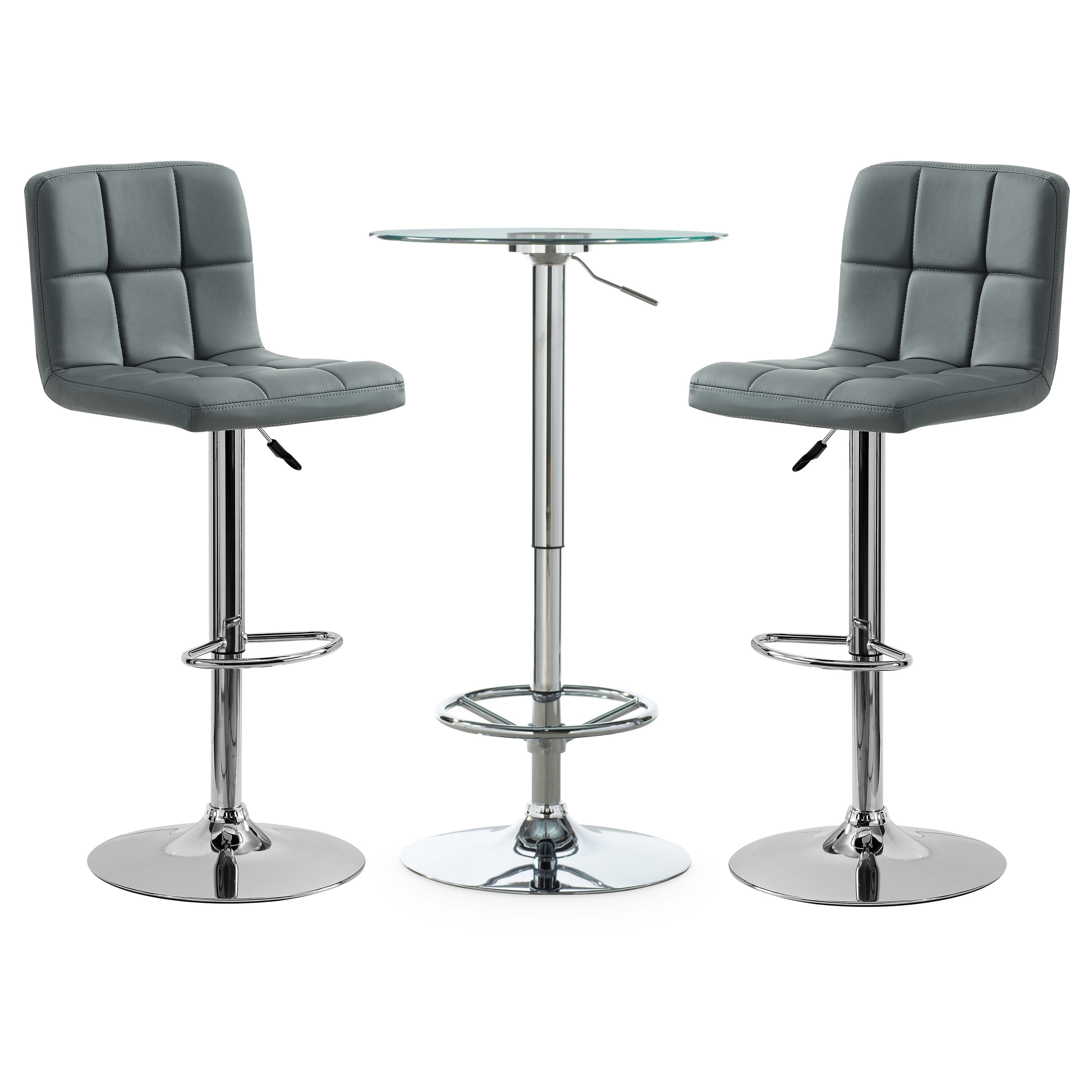 Linon PWLSS490 Gray Contemporary/Modern Dining Room Set with Round Table ( Seats 2 )