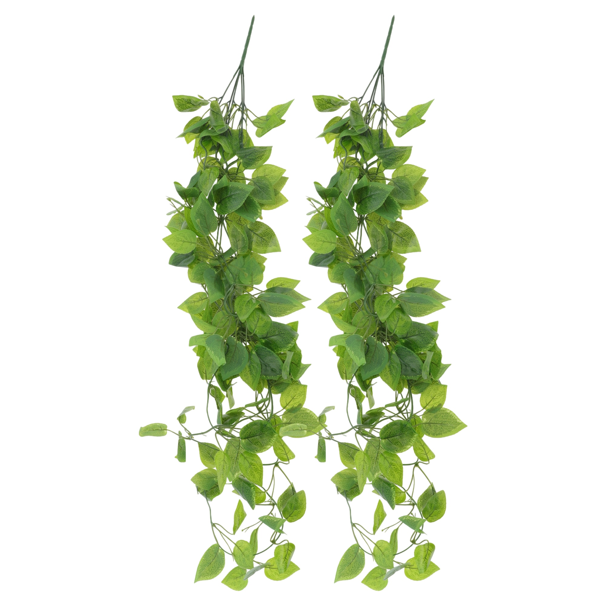 Unique Bargains 2pcs Fake Vines 105cm Plastic Greenery Leaves Artificial Hanging Plants for Room Patio Home Indoor Outdoor Shelf Wall Garden Decor Green