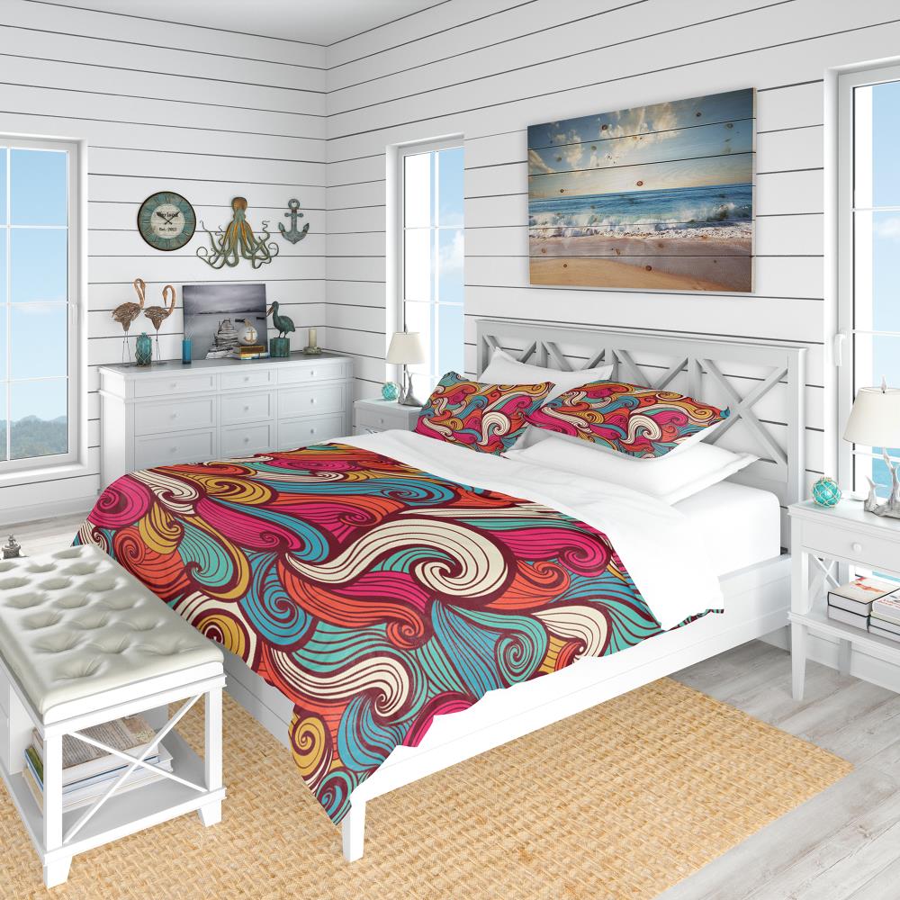 Designart BED18955-Q 3 -Piece Red Queen Duvet cover Set
