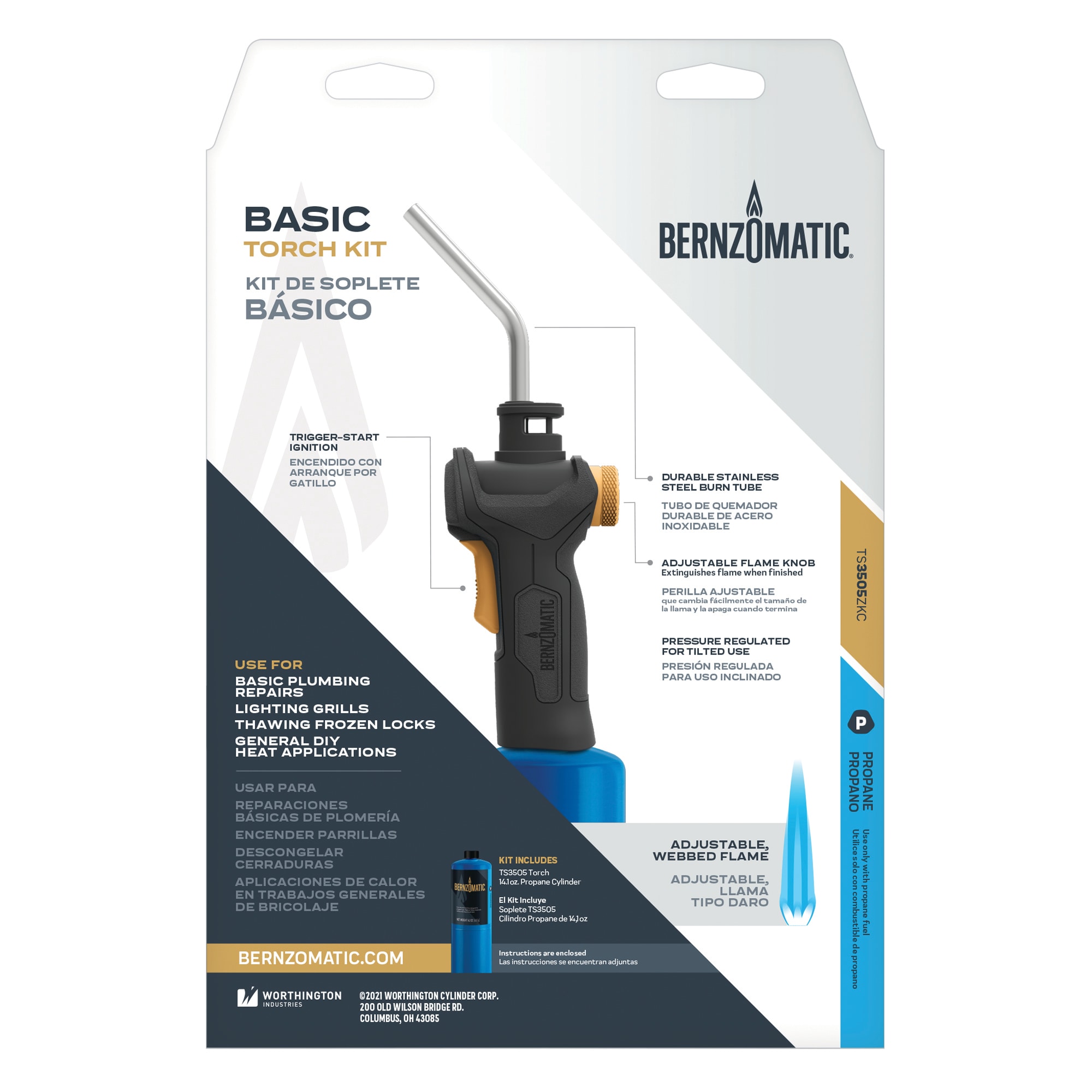 Bernzomatic Butane Torch Cylinder for Heating Applications, Flame  Temperature up to 3,150F, Universal Fueling Tip, Odorized - 2-in Length,  0.55 lbs. in the Handheld Torches department at
