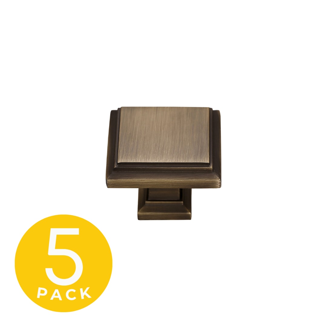 Sapphire SP-1071-K-MAB-5 Accent 1-1/4-in Medium Aged Bronze Square Modern Cabinet Knob 5 -Pack