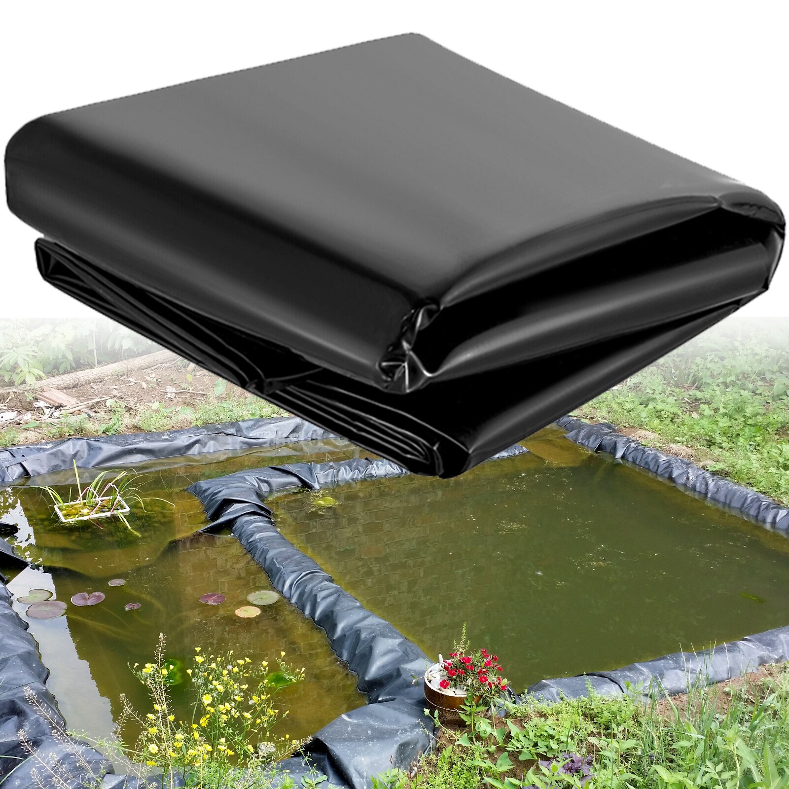 VEVOR 20-Feet L x 15-Feet W LLDPE Polyethylene Fish Pond Liner (