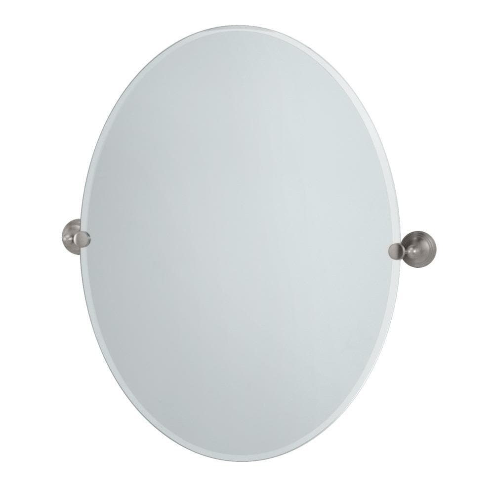 Gatco 4369LG Charlotte 28.5-in x 32-in Beveled Frameless Oval Tilting Bathroom Vanity Mirror ( Satin nickel )