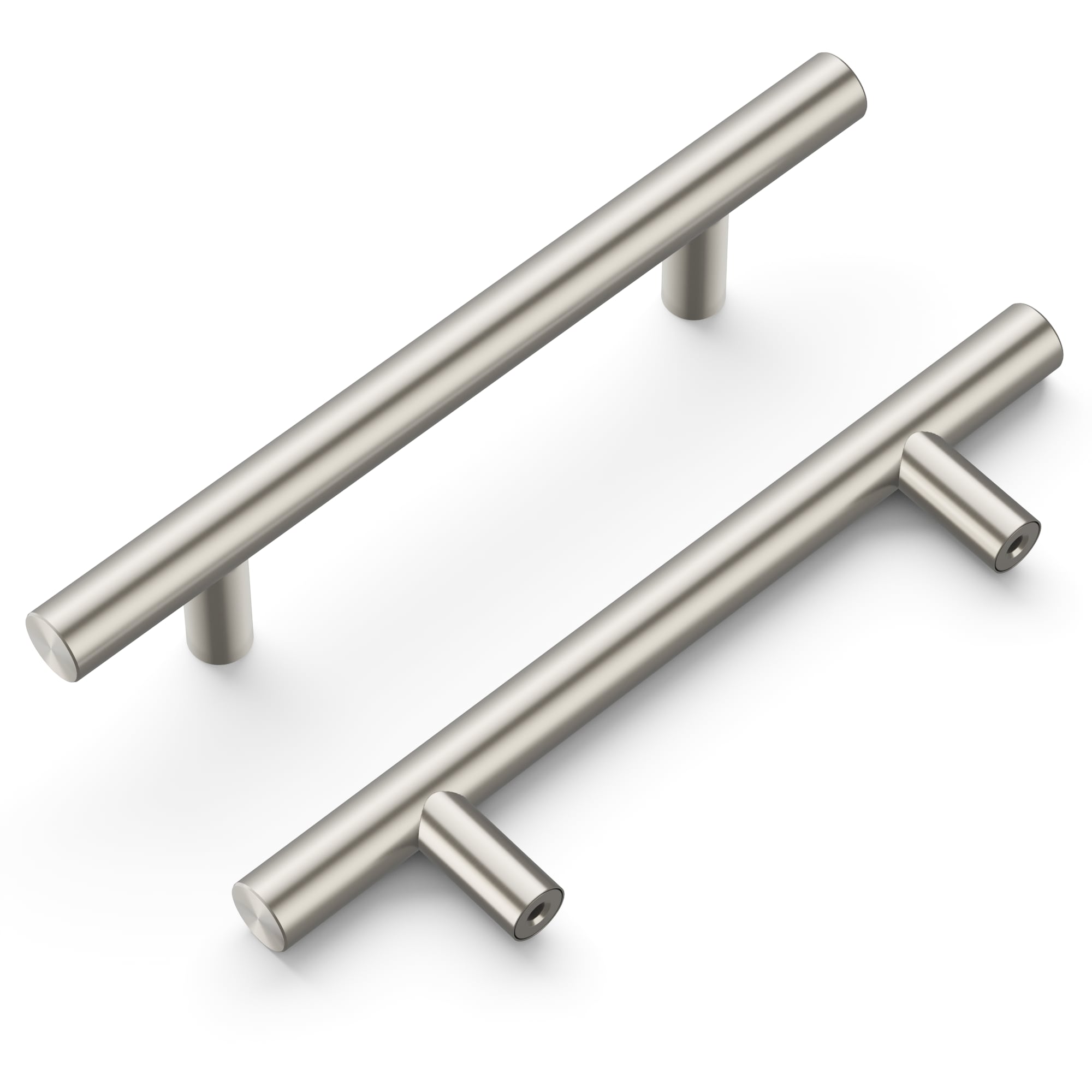 Hickory Hardware R078428SNX10B Contemporary 3-3/4-in , 96mm Center to Center Satin Nickel Cylindrical Bar 10 -Pack