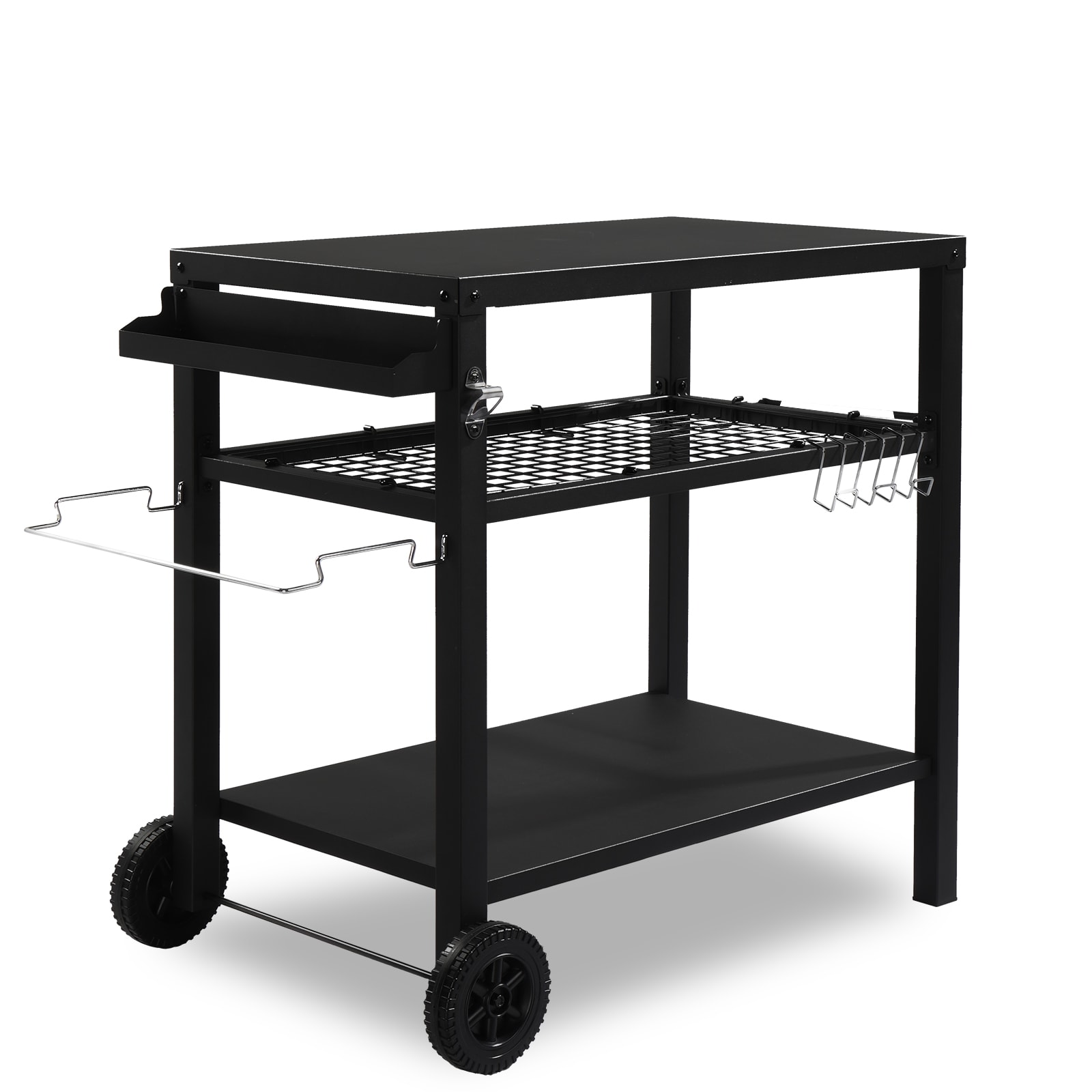 Outopee Food Prep Cart Black Steel Grill Cart LO1G57000683 at Lowes.com