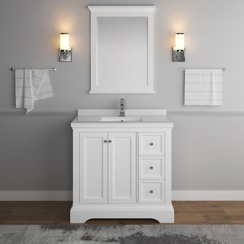 Fresca Cambria 36-in Matte White Undermount Single Sink Bathroom