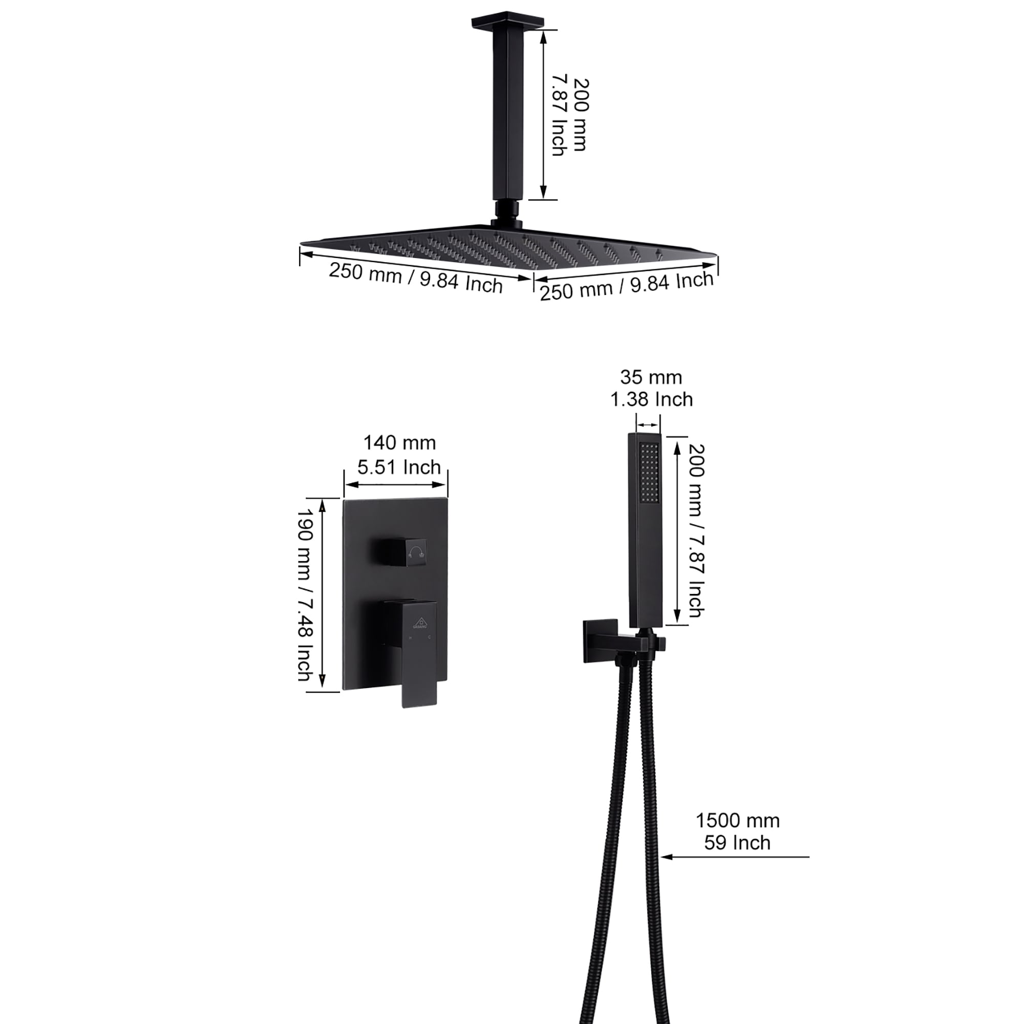 CASAINC OY-98A1202-CP Showerhead-Bar-Panels - View #8
