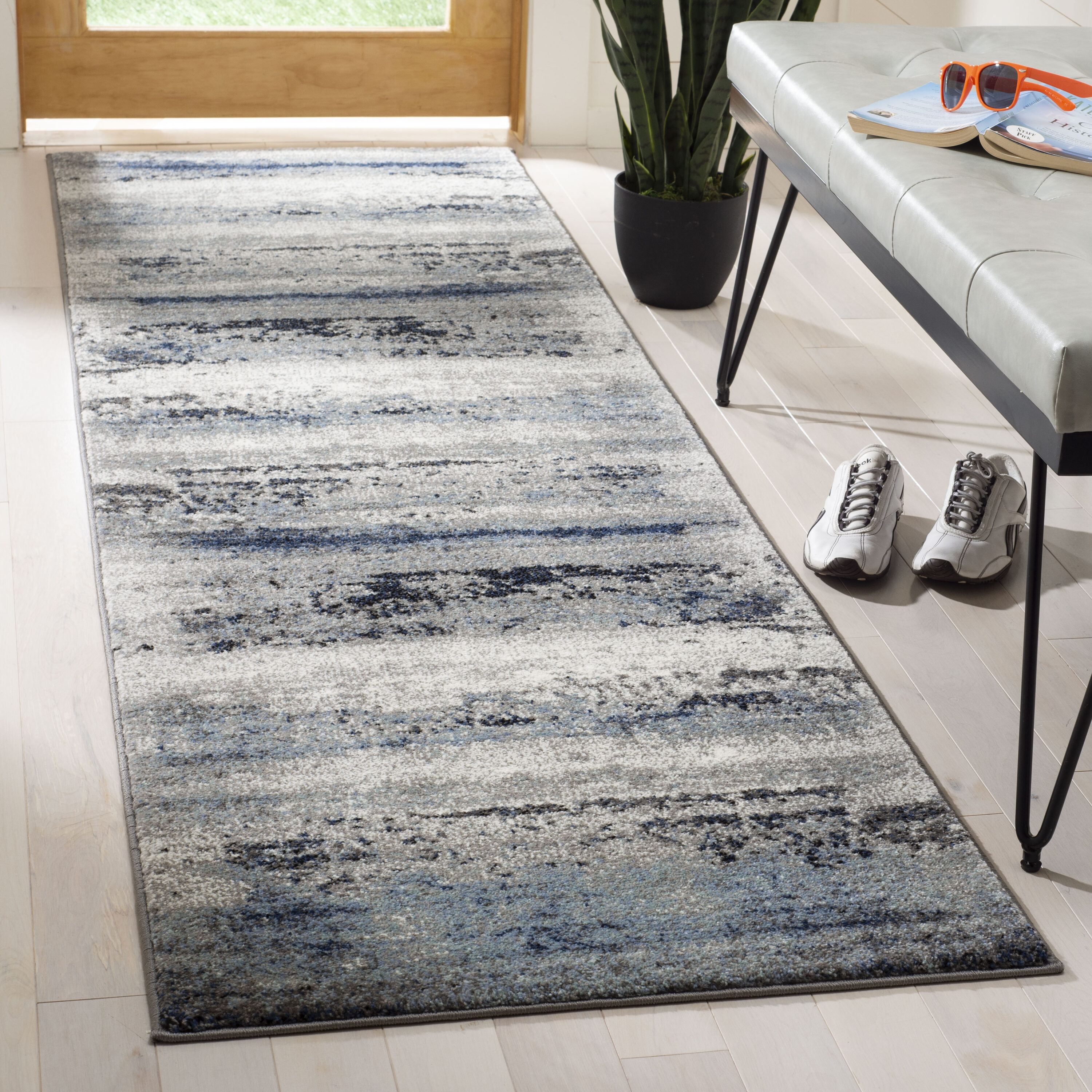 Galaxy 119F Grey Ivory 2 x 8 Rectangular Runner rug