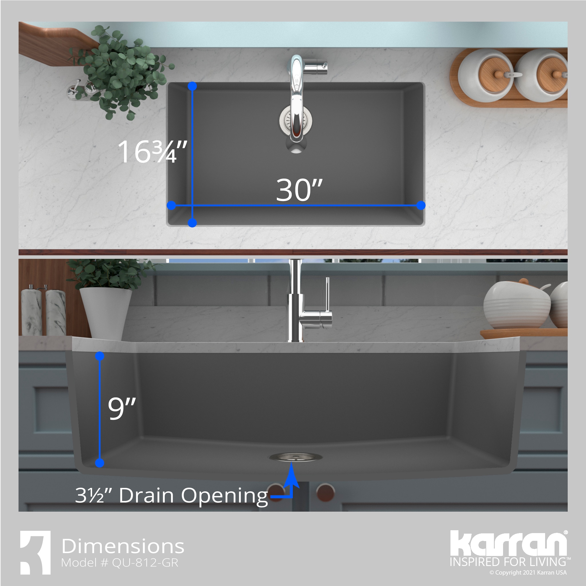Karran QU-812-GR-PK1 Kitchen-Sinks - View #8