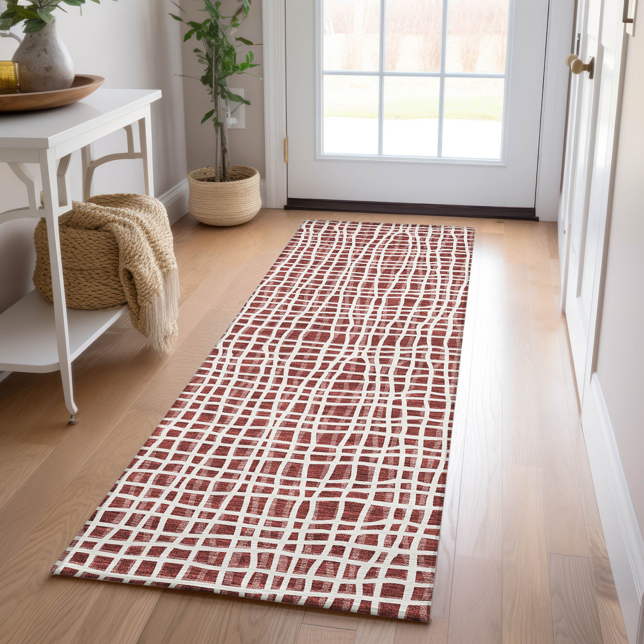 Addison Rugs ACN729BN2X8 Chantille ACN729BN 2 x 7 (ft) Polyester Burgundy Rectangular Indoor/Outdoor Geometric Machine washable Area rug