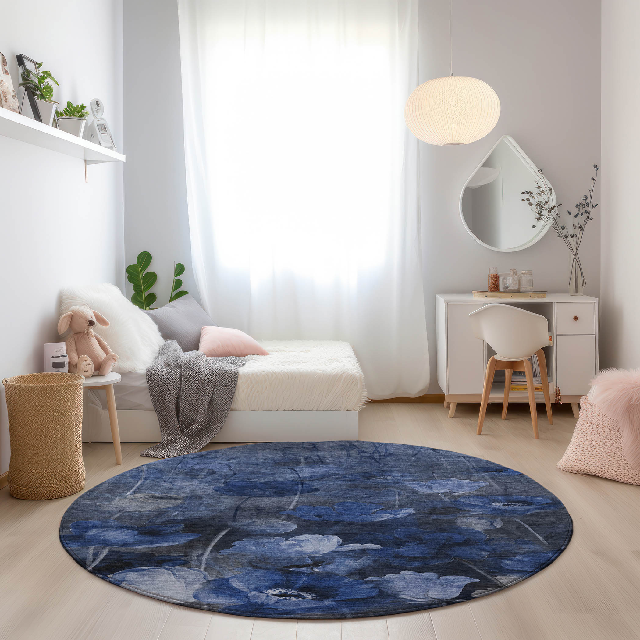 Addison Rugs ACN613BU8RO Chantille ACN613BU 8 x 8 (ft) Polyester Blue Round Indoor/Outdoor Abstract Machine washable Area rug