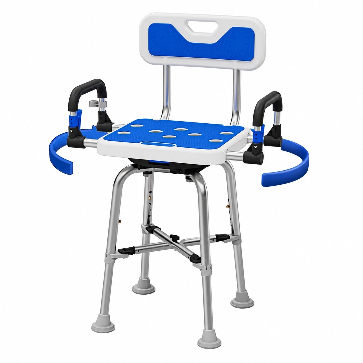 Aoibox  Heavy Duty Shower Chair with Arms and Back 550 lb Capacity 360 Degree Rotating Adjustable Bench Seat