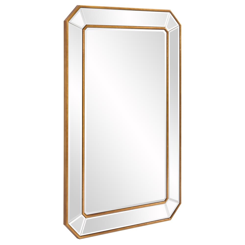 Elegante Full-Length Gold Trimmed Wood Rectangular Mirror