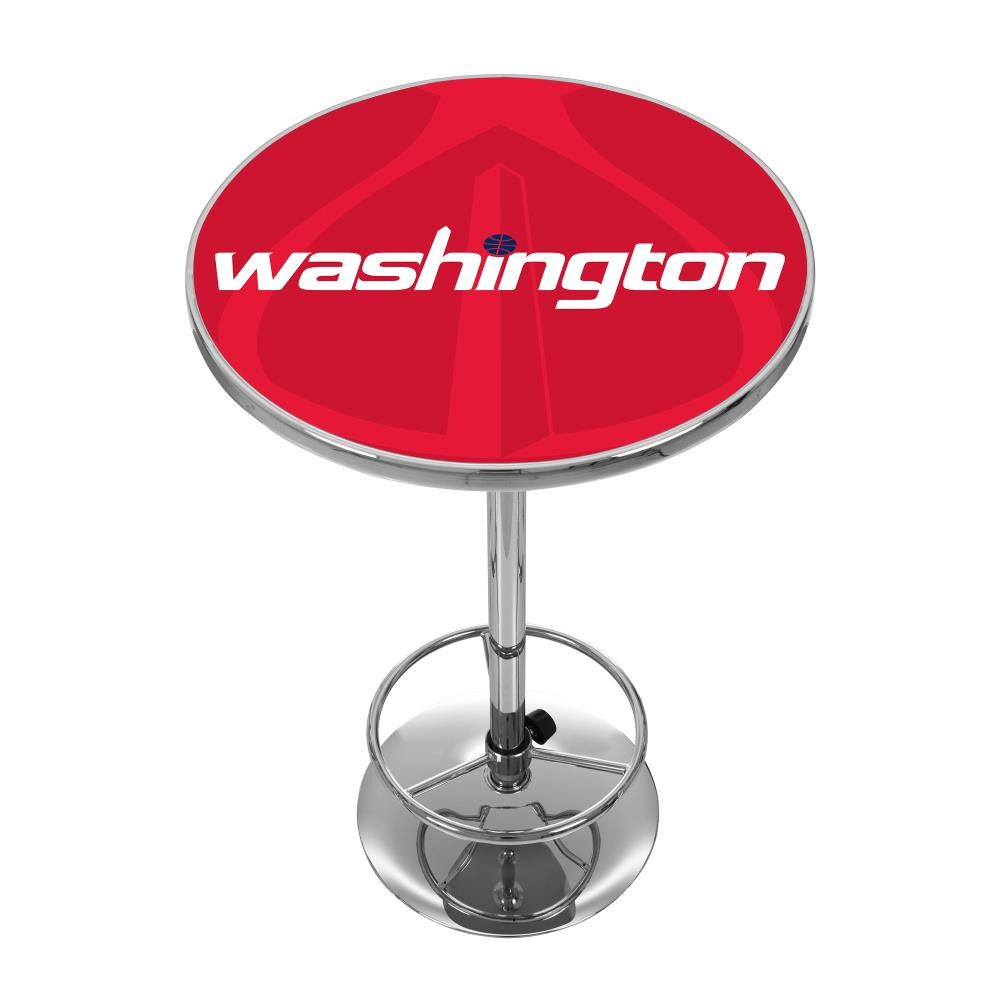 Trademark Gameroom NBA2000-WW2 Washington Wizards Pub Tables Chrome Round Traditional Bar Table, Composite with Metal Pedestal Base 27.375-in L x 42-in H