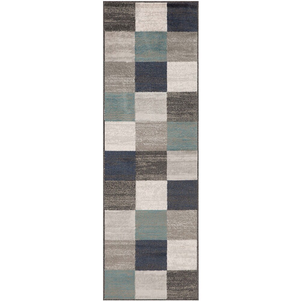 Superior 2.6X8RUG-ROCKAWAY-RV 2 x 8 (ft) Polypropylene Rivulet Rectangular Indoor Geometric Mid-Century Modern Runner rug