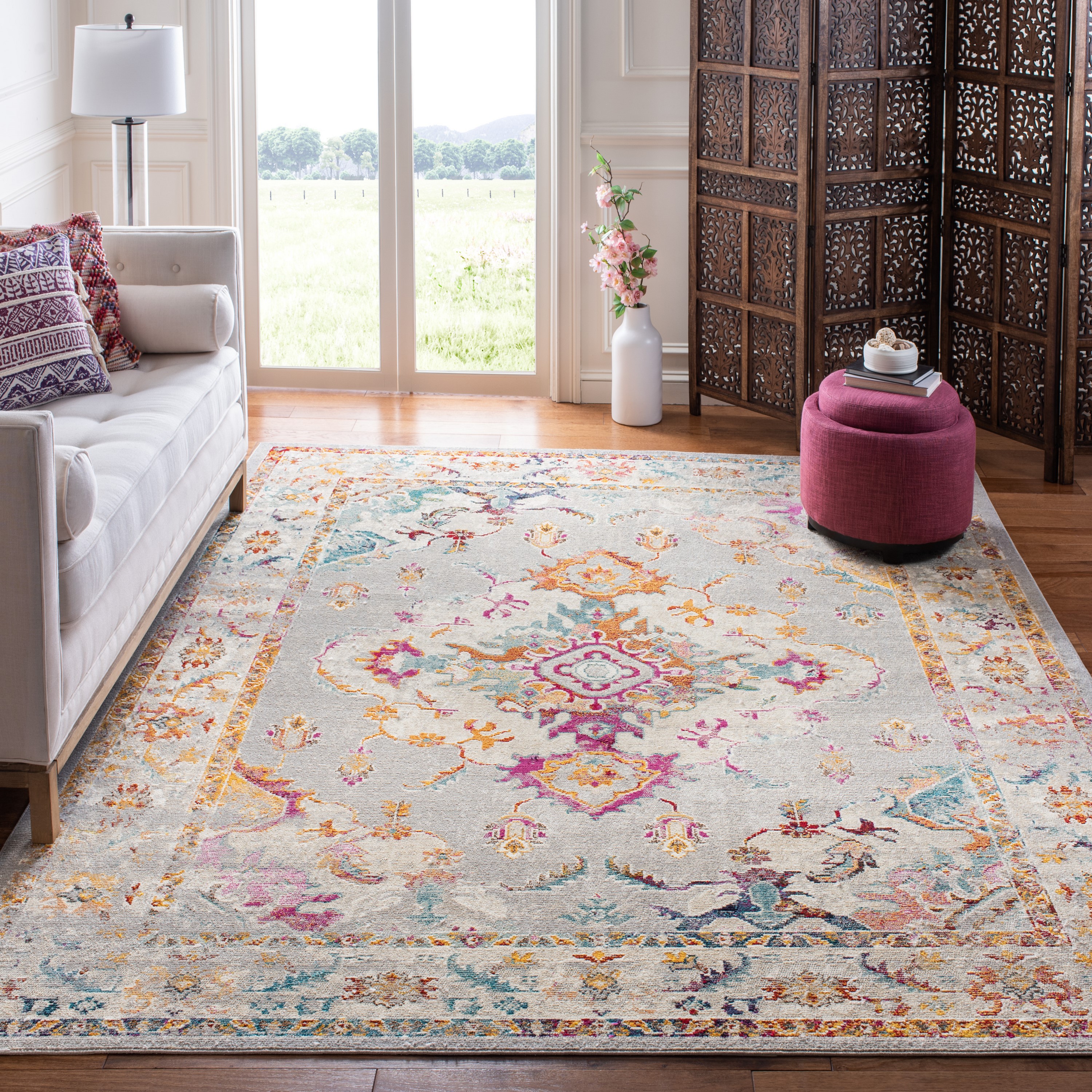 Safavieh CRS521F-9 Crystal Siller 9 x 12 (ft) Loomed Polypropylene Gray/Cream Rectangular Indoor Distressed/Overdyed Vintage Area rug
