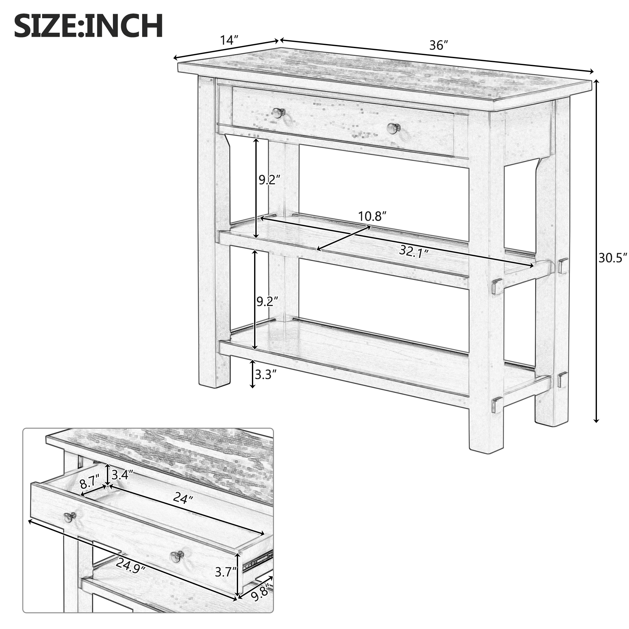 ModernLuxe N715P195561K Console-Sofa-Tables - View #3