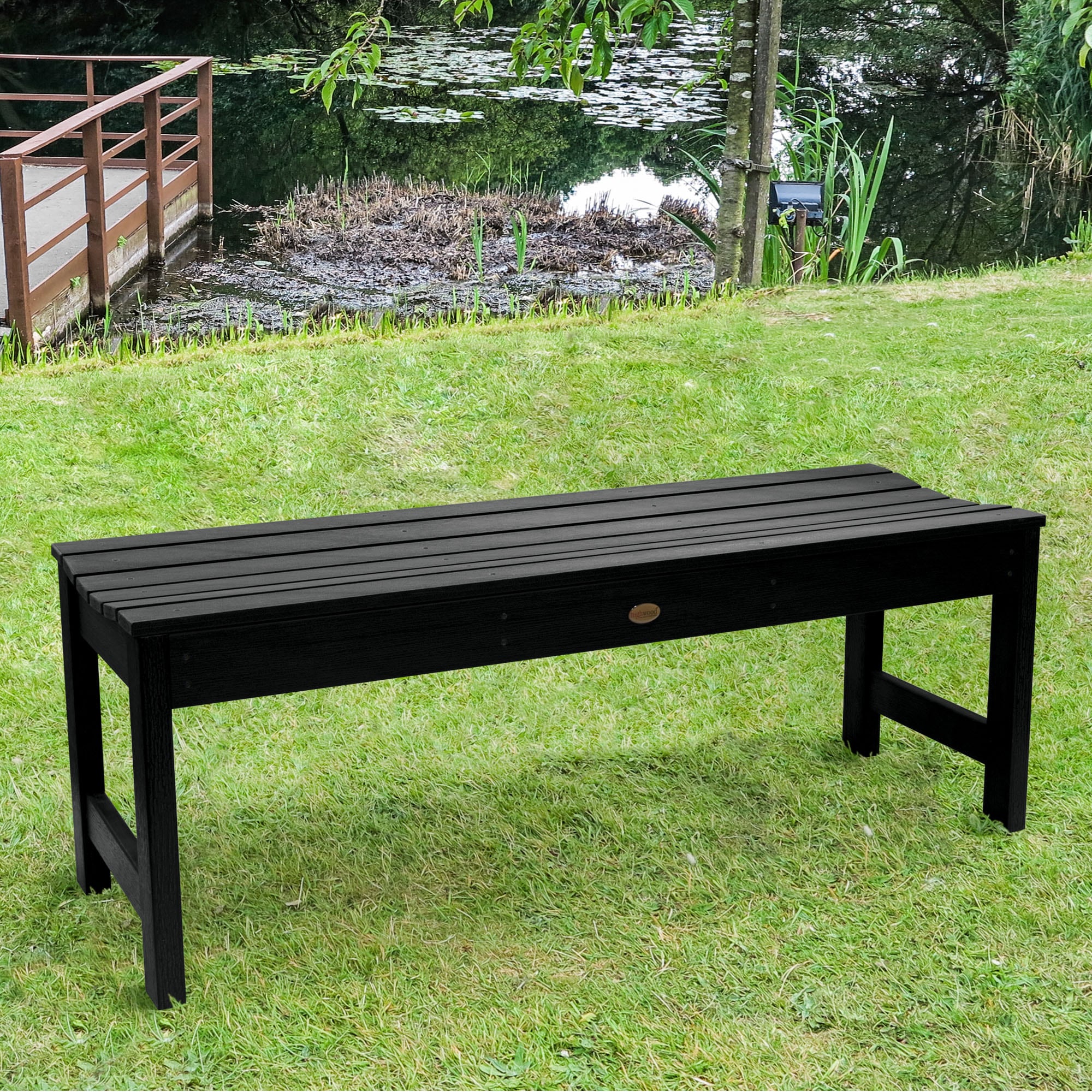 Lehigh Elegant Black Poly Lumber 49" Backless Outdoor Bench