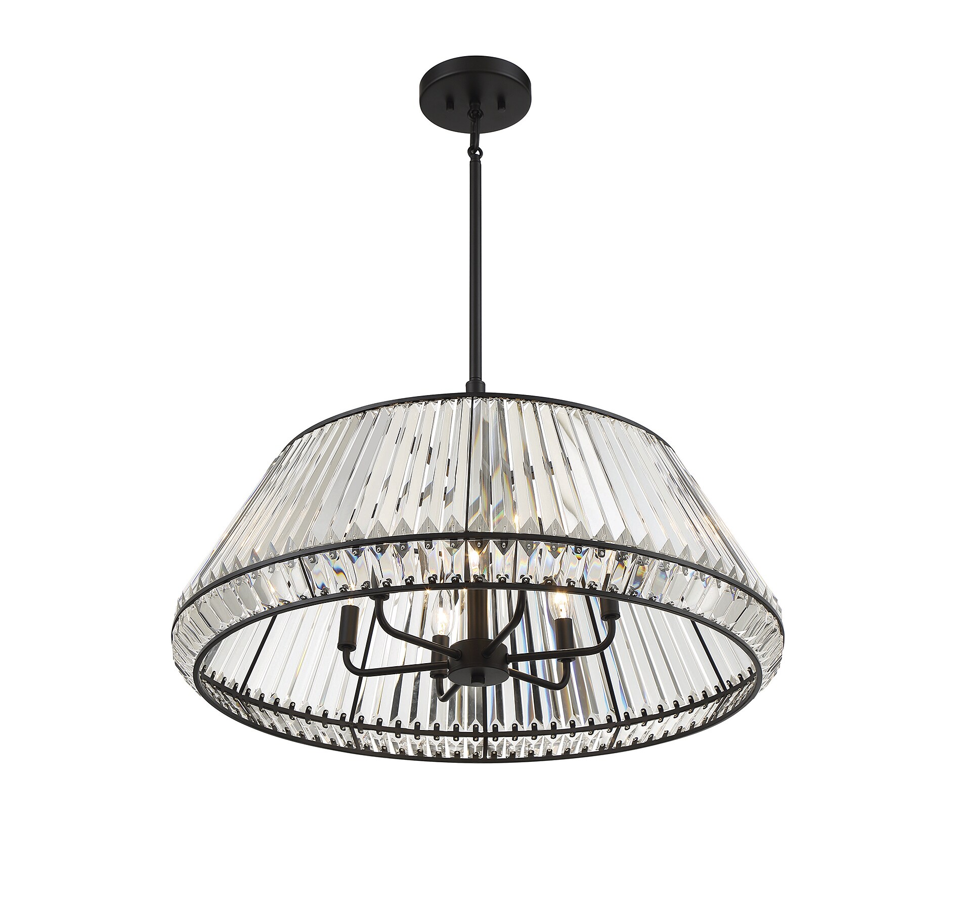 Pyramid Matte Black and Crystal 6-Light Geometric Chandelier