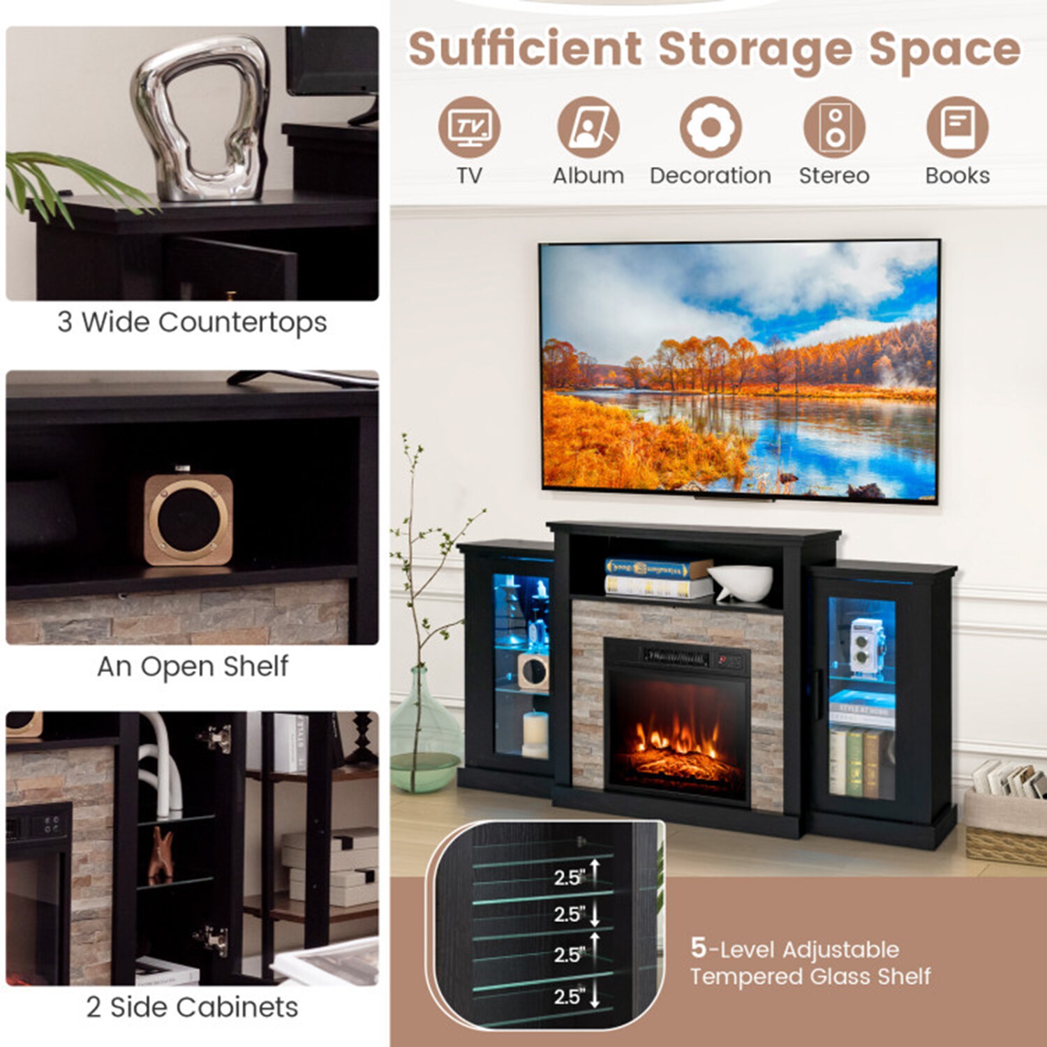 Clihome CL-FP10181DK Electric-Fireplaces - View #6
