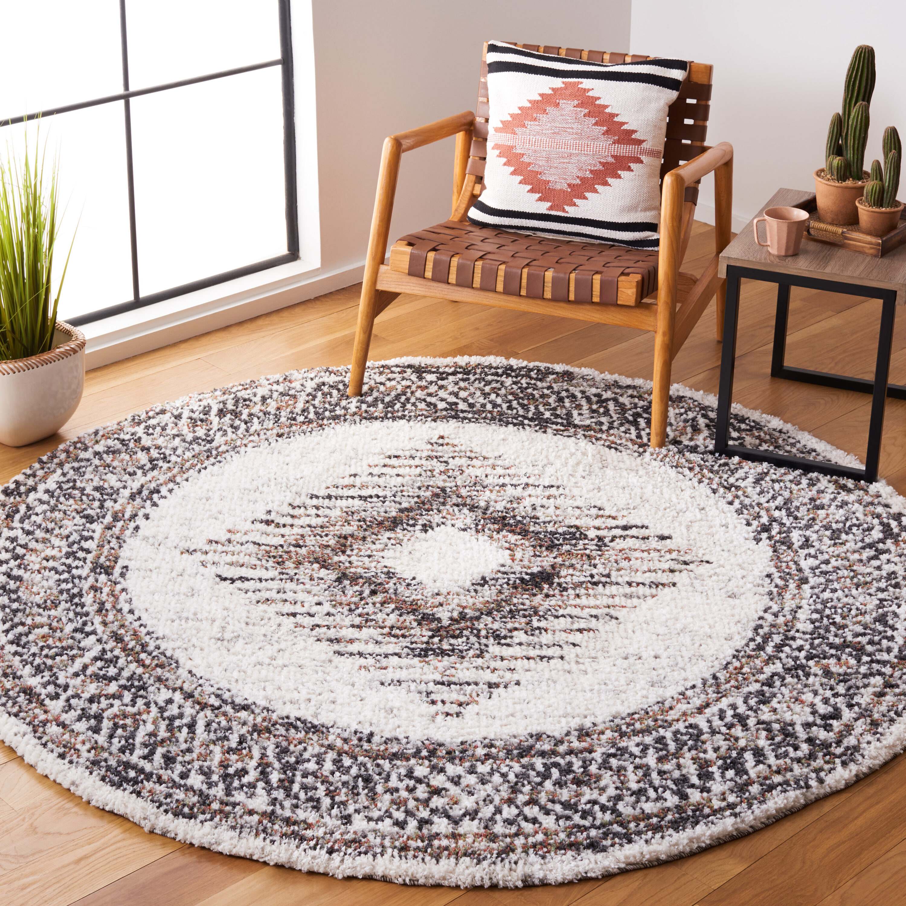 Safavieh Jericho Shag 110Z Black/Rust 5 x 5 Area rug in the Rugs ...