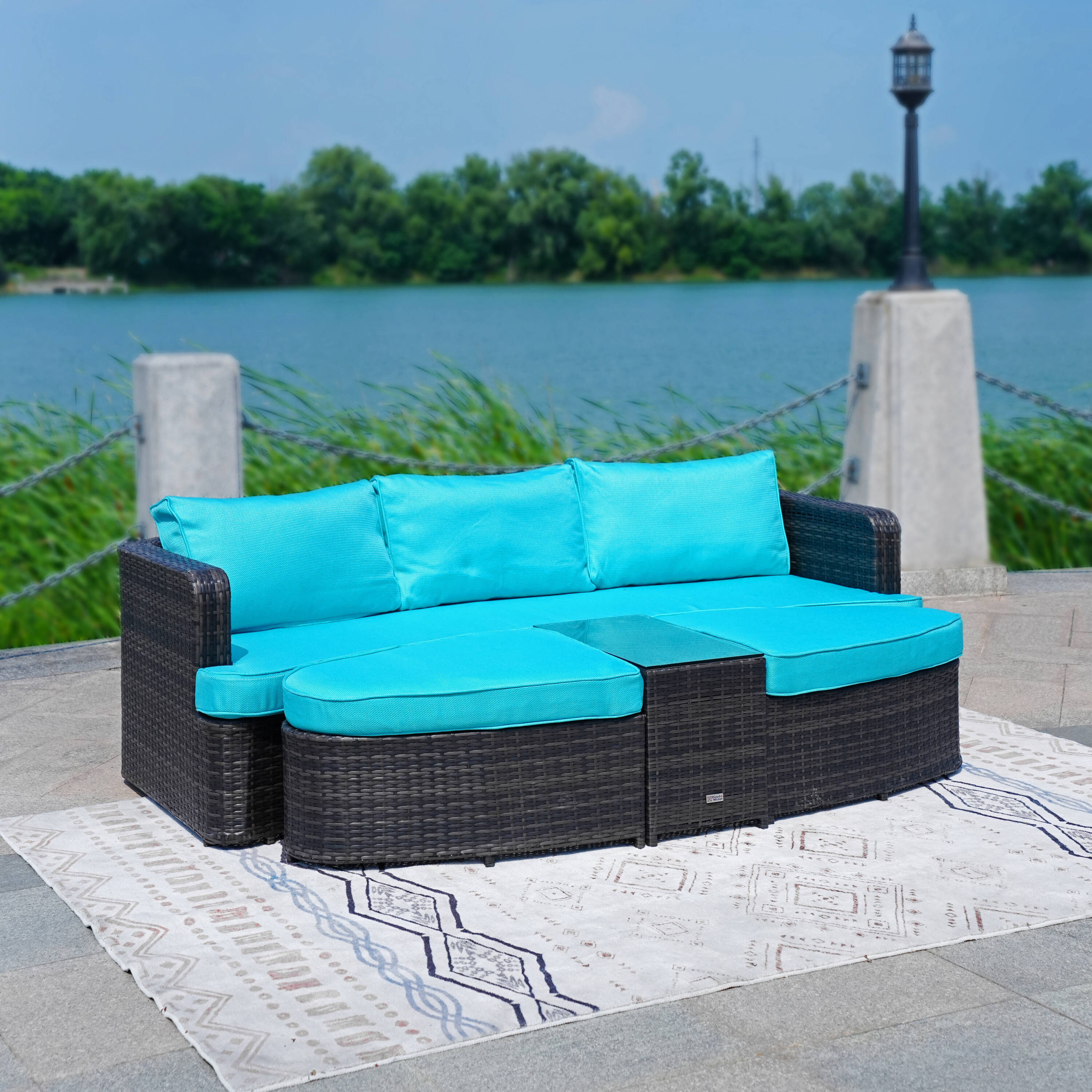 Moda Furnishings PAL-1202BR-CYAN Patio-Conversation-Sets - View #2