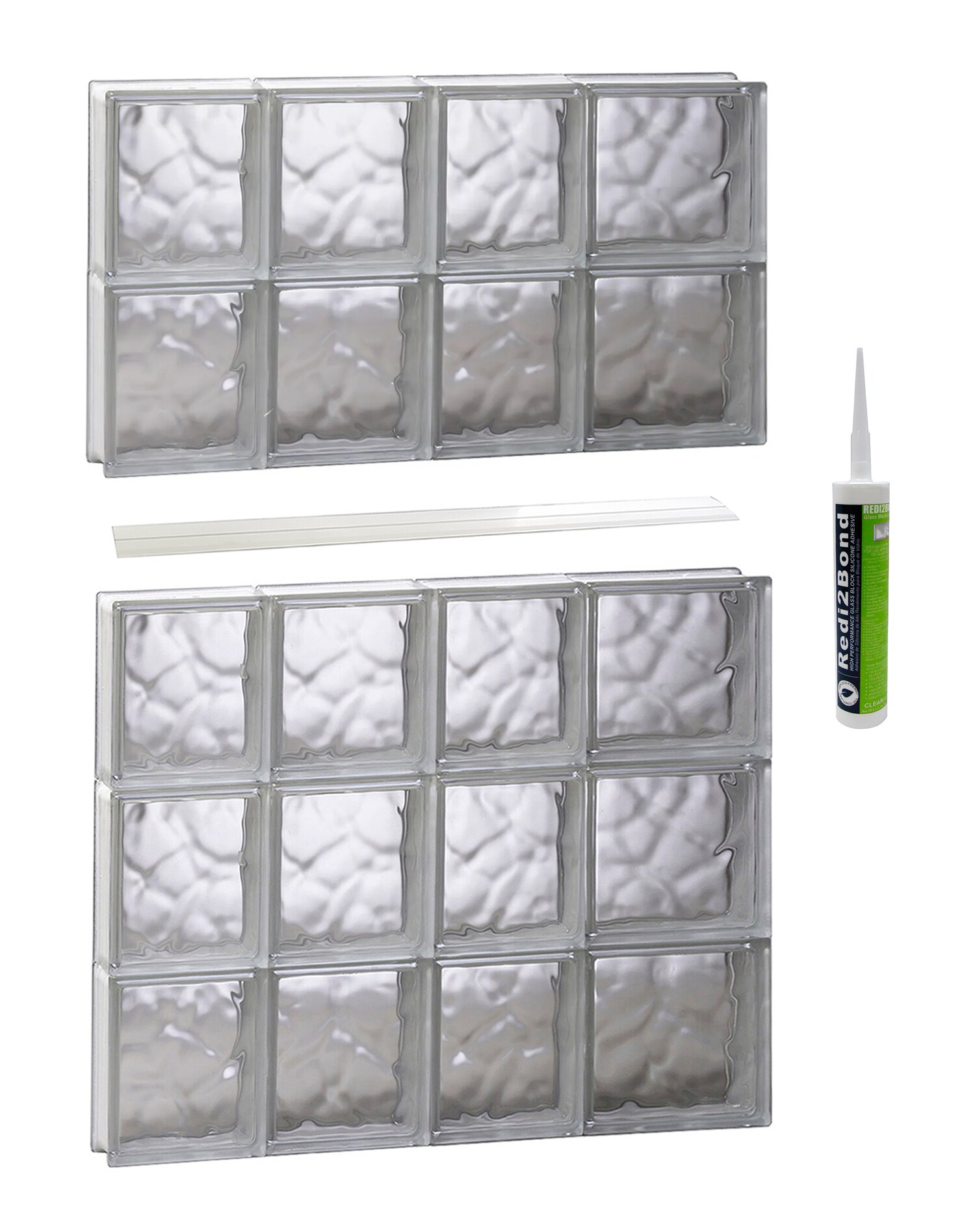 REDI2SET S2640DC Wavy Glass 25-in x 38-3/4-in Frameless Replacement Glass Block Window