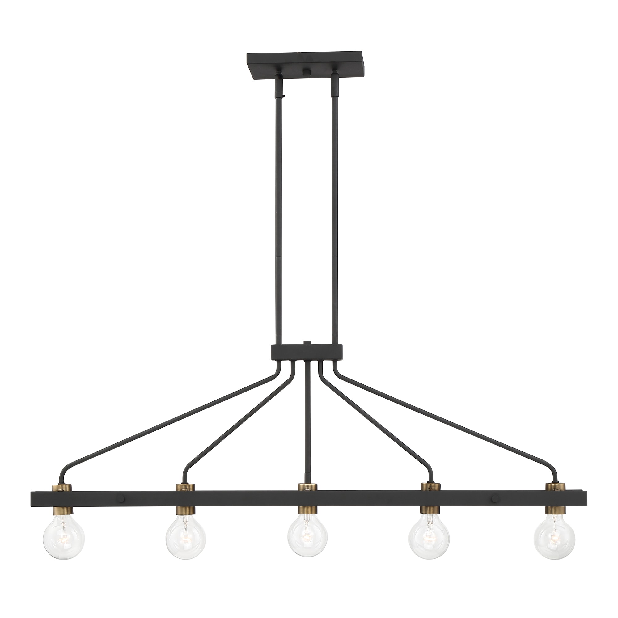 Ravella 42'' Black and Satin Brass Modern Industrial Island Chandelier
