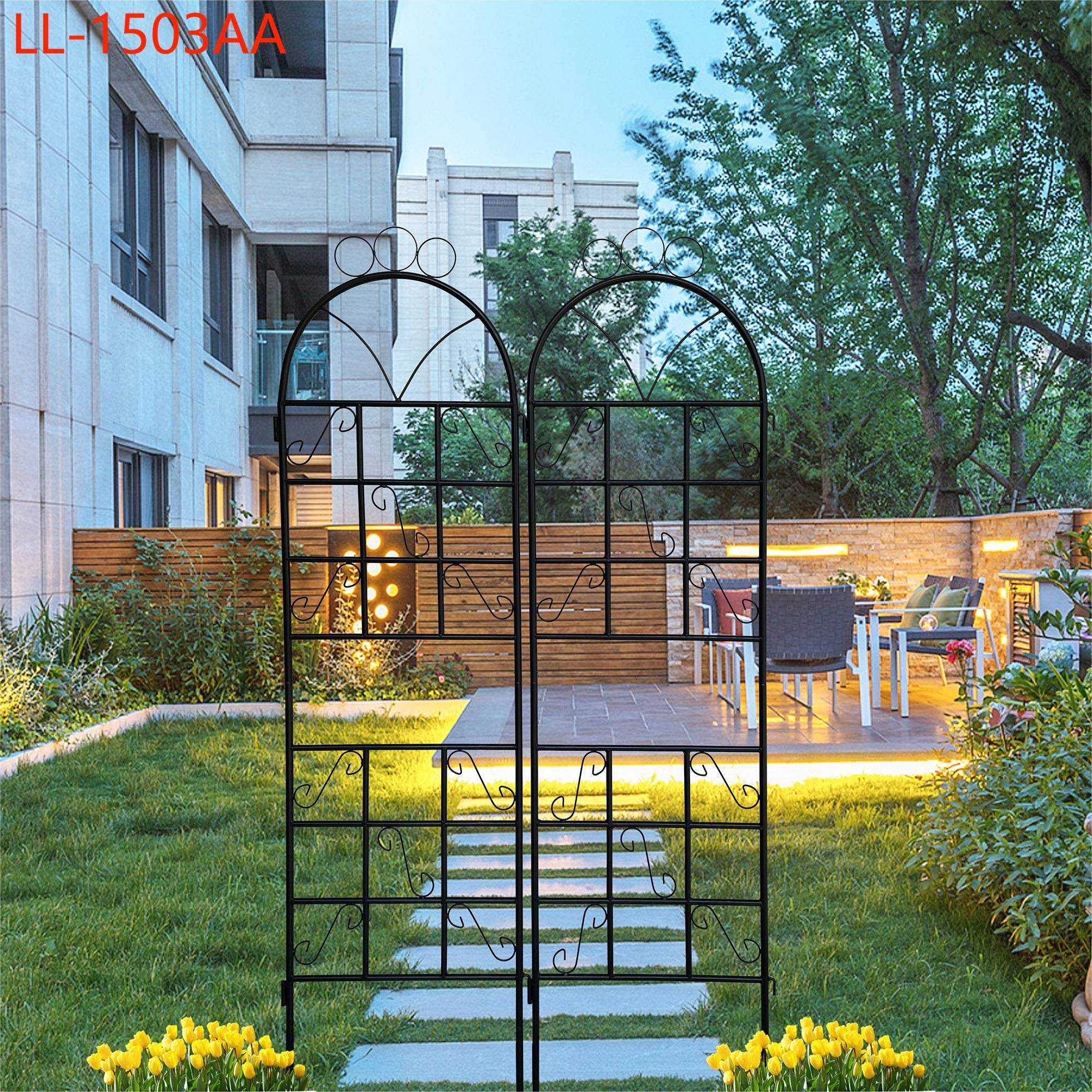Yiekholo LL-1503AA 19.6-Inches W x 72-Inches H Black Iron Traditional Garden Trellis For Climbing Plants For Cucumbers For Roses 2 -Pack