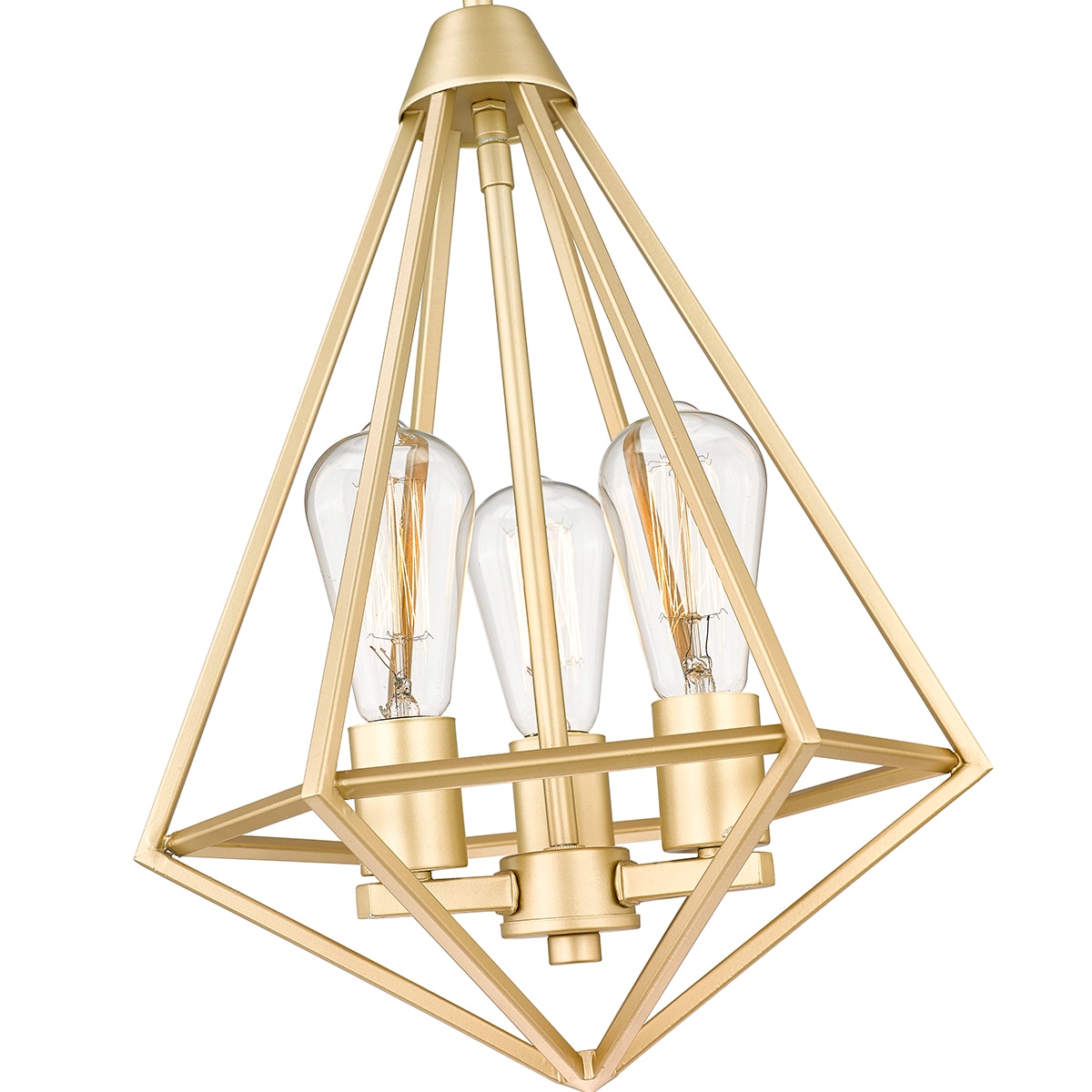 Faceted Diamond-Shaped Modern Gold Pendant Light 13x17.29"