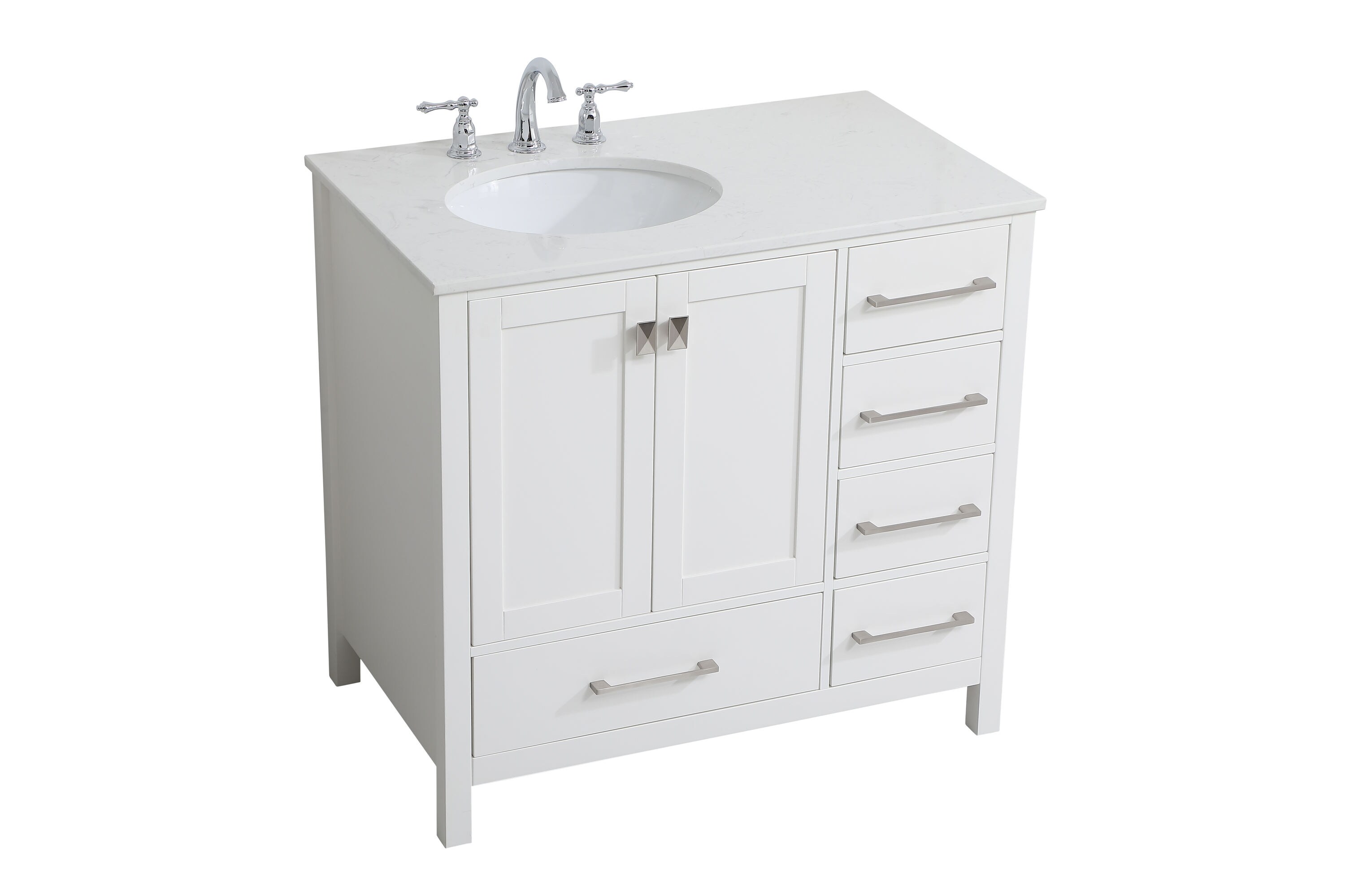 Disar 30'' Bathroom Vanity White Single Sink with Calacatta Quartz