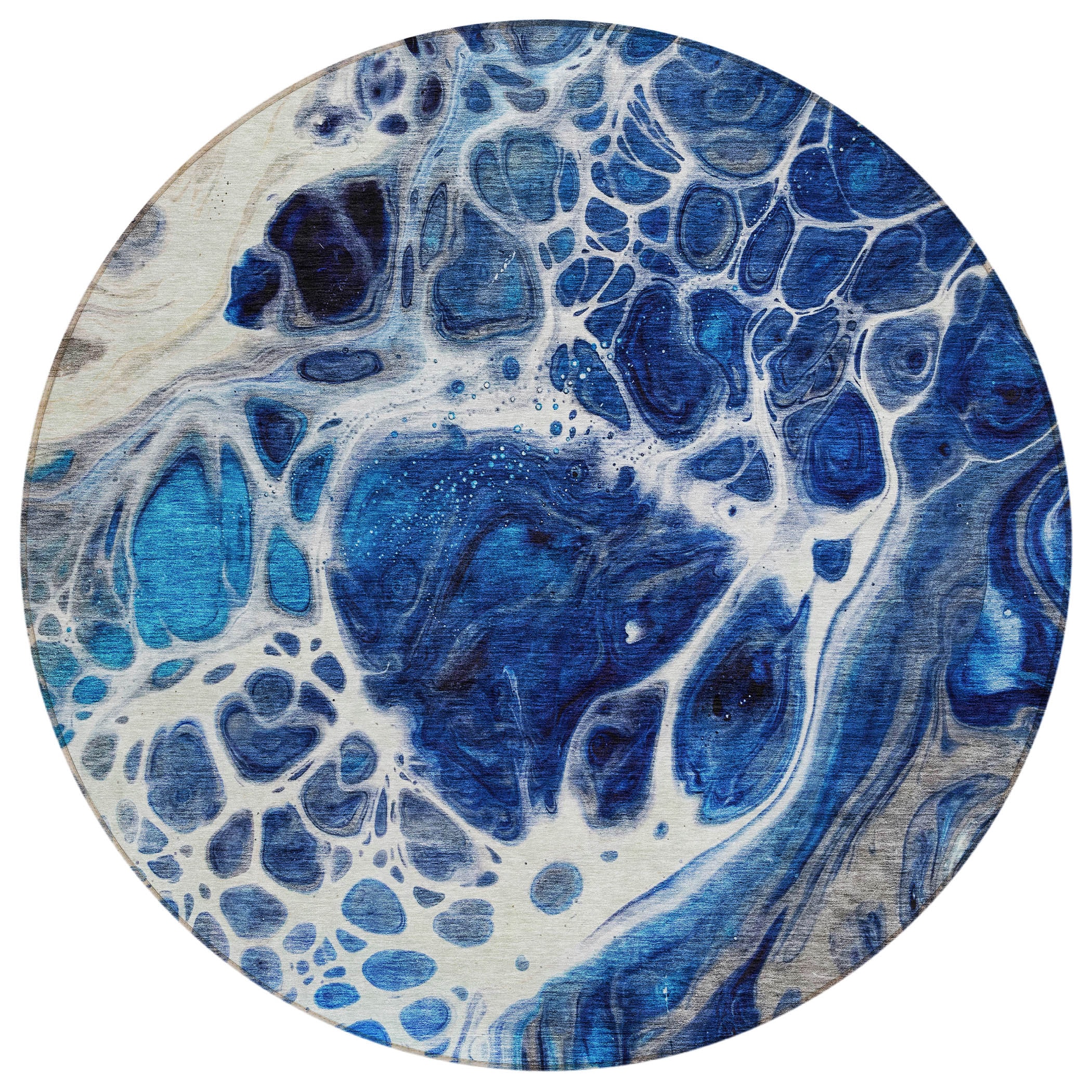 Addison Rugs ACN682NA8RO Chantille ACN682NA 8 x 8 (ft) Polyester Navy Round Indoor/Outdoor Geometric Machine washable Area rug
