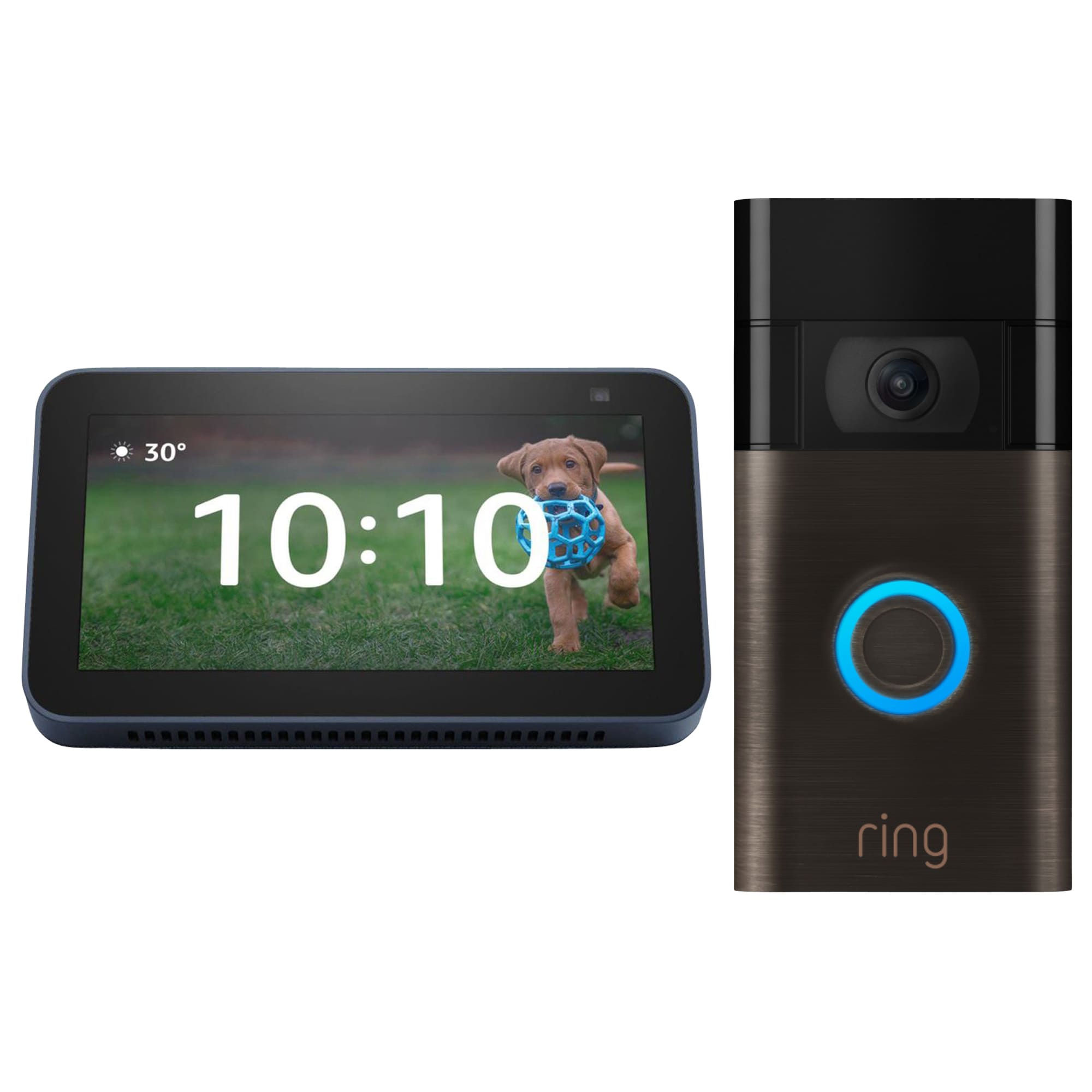 Amazon Amazon Echo Show 5 - Blue (2nd Gen) + Ring Video Doorbell - Venetian Bronze Bundle