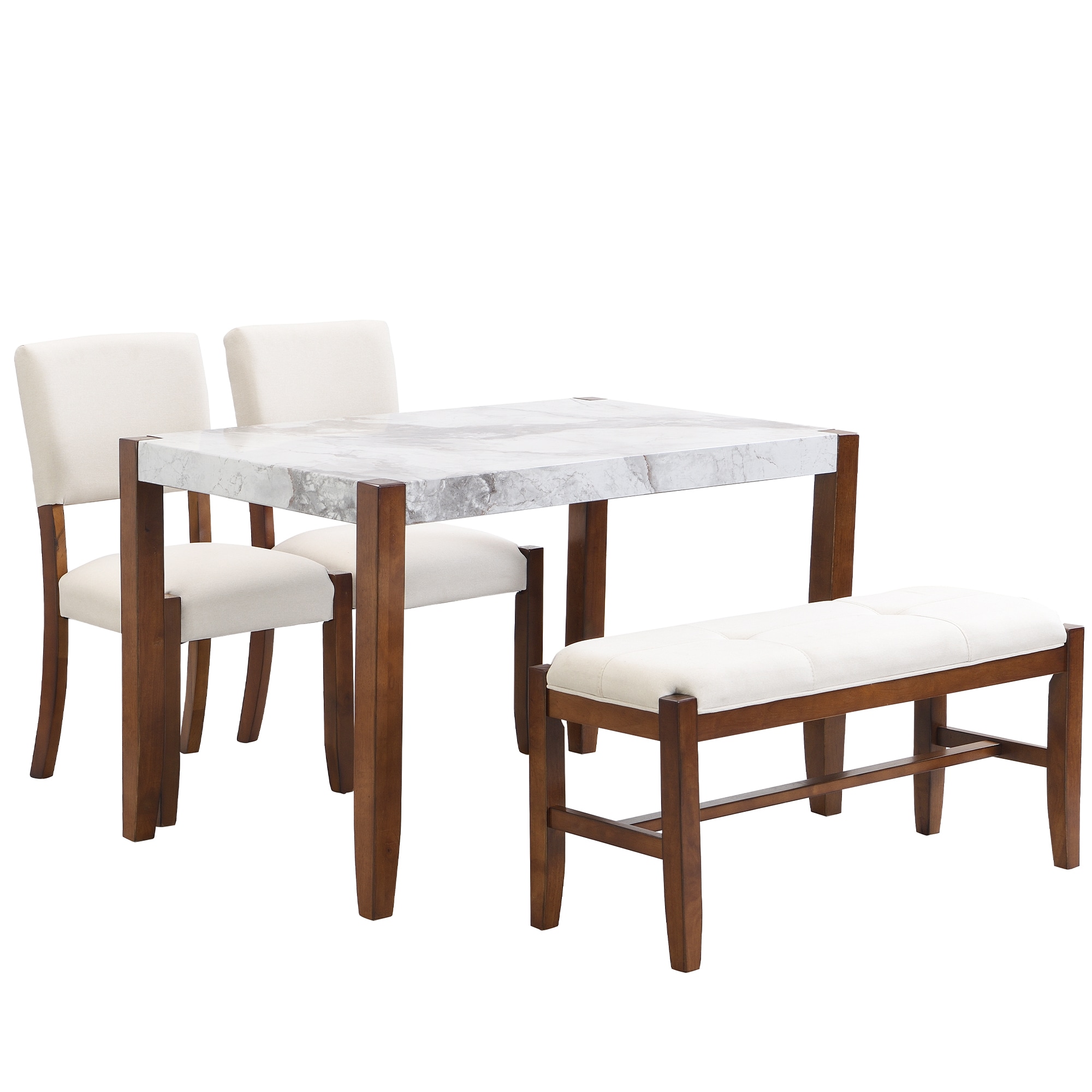 Siavonce XH84AAK Off White Contemporary/Modern Dining Room Set with Rectangular Table ( Seats 4 )