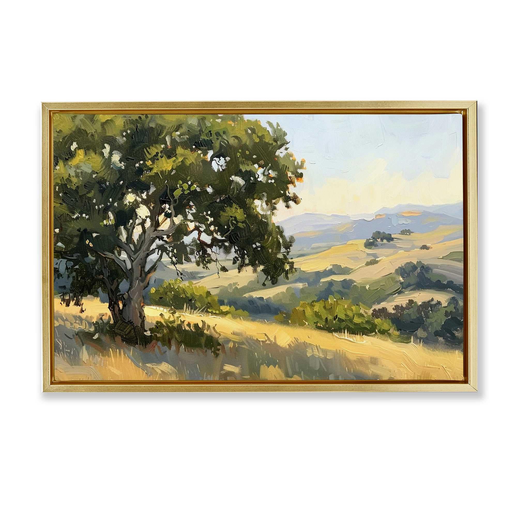 Stupell Industries BT-784-FFG-16X24 On The Hilltop Scenery Gold Framed Floater Canvas Wall Art By LSR Creative Studio 25 x 17