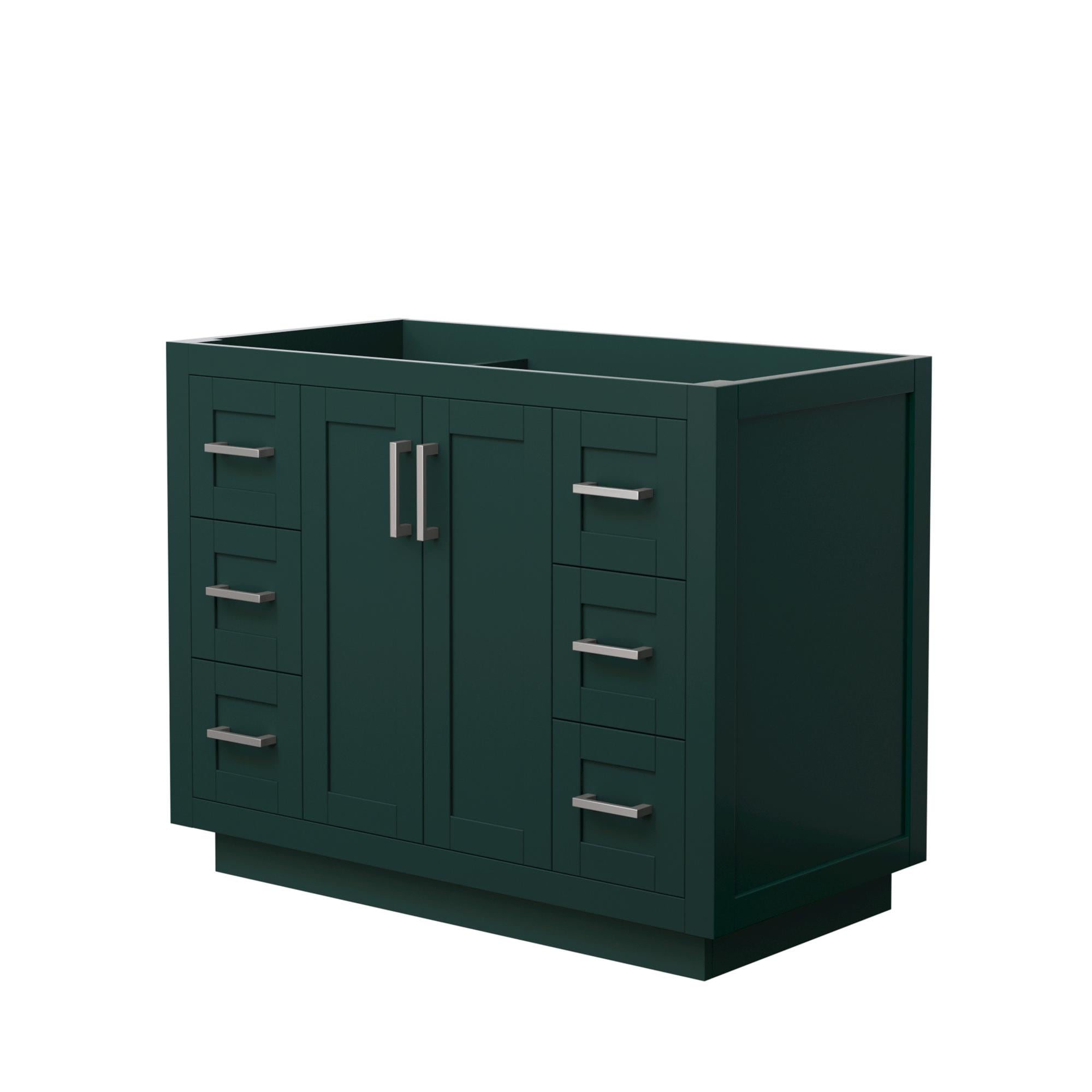 Wyndham Collection WCF292942SGECXSXXMXX Miranda 42-in Green with Brushed Nickel Trim Bathroom Vanity Base Cabinet without Top