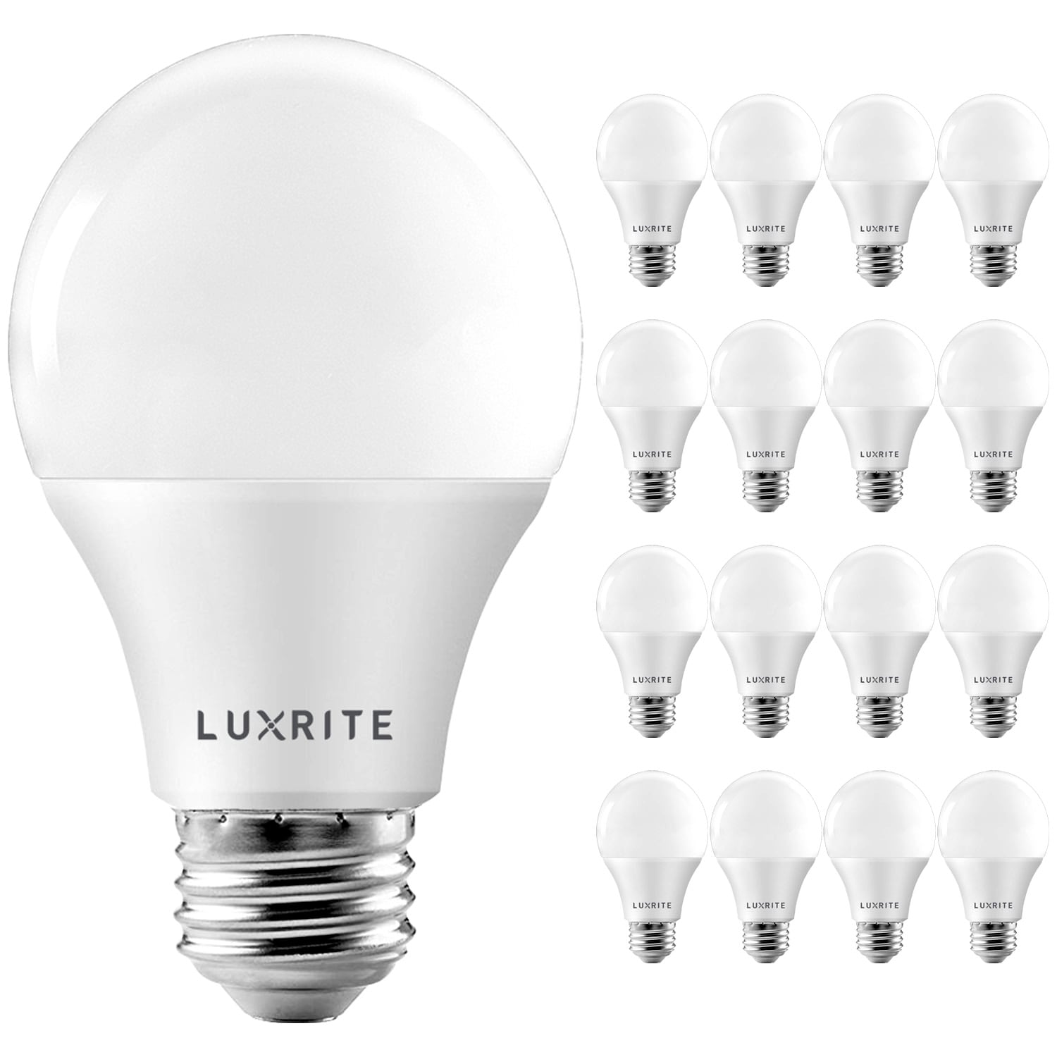 Luxrite LR21422-16PK 60 -Watt EQ A19 Cool white Medium base (E-26) Dimmable LED General purpose Light Bulb 16 -Pack