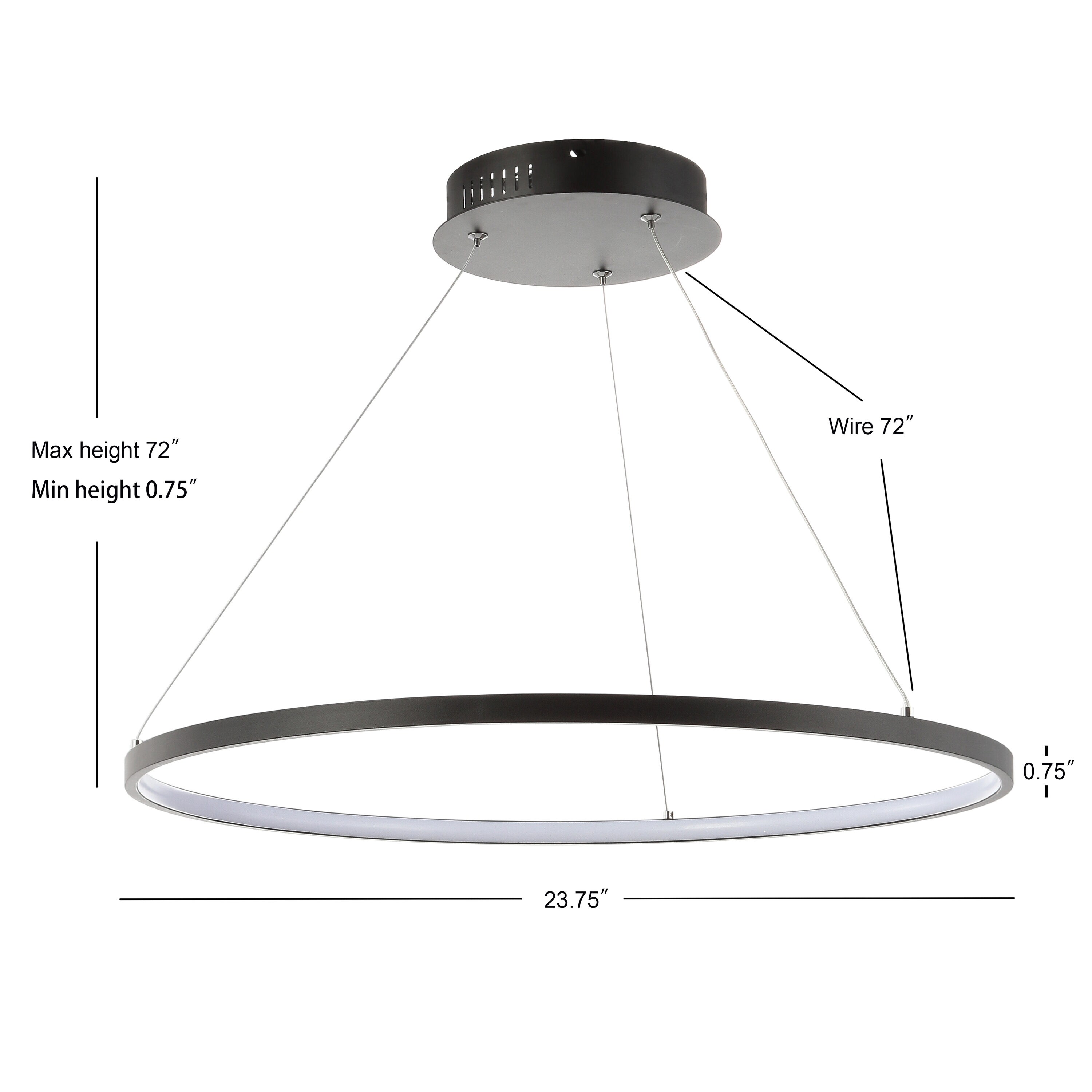 Brice Matte Black 23.75" Integrated LED Modern Drum Pendant