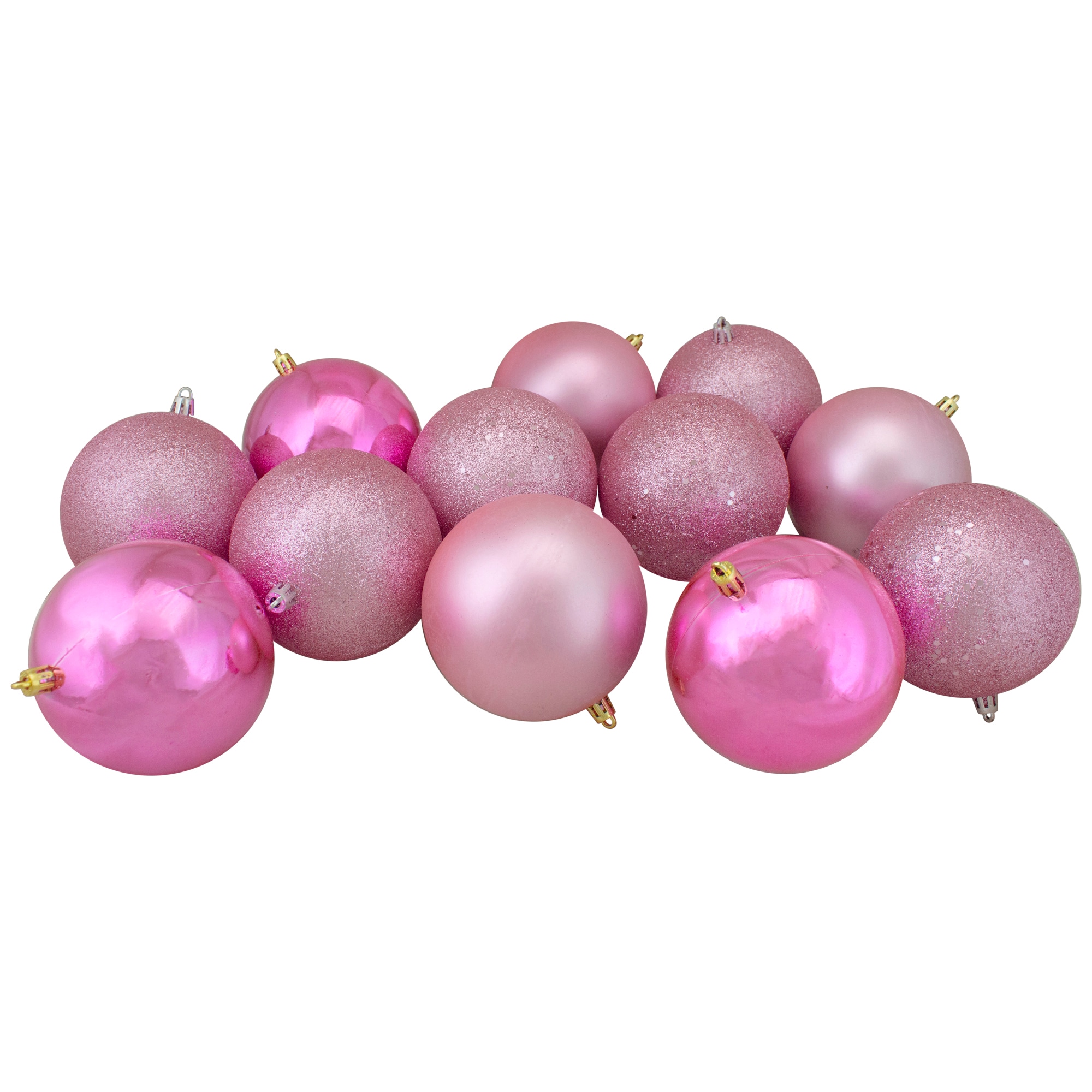 Northlight 35034837 12 -Pack Pink Ball Standard Indoor Ornament set Shatterproof