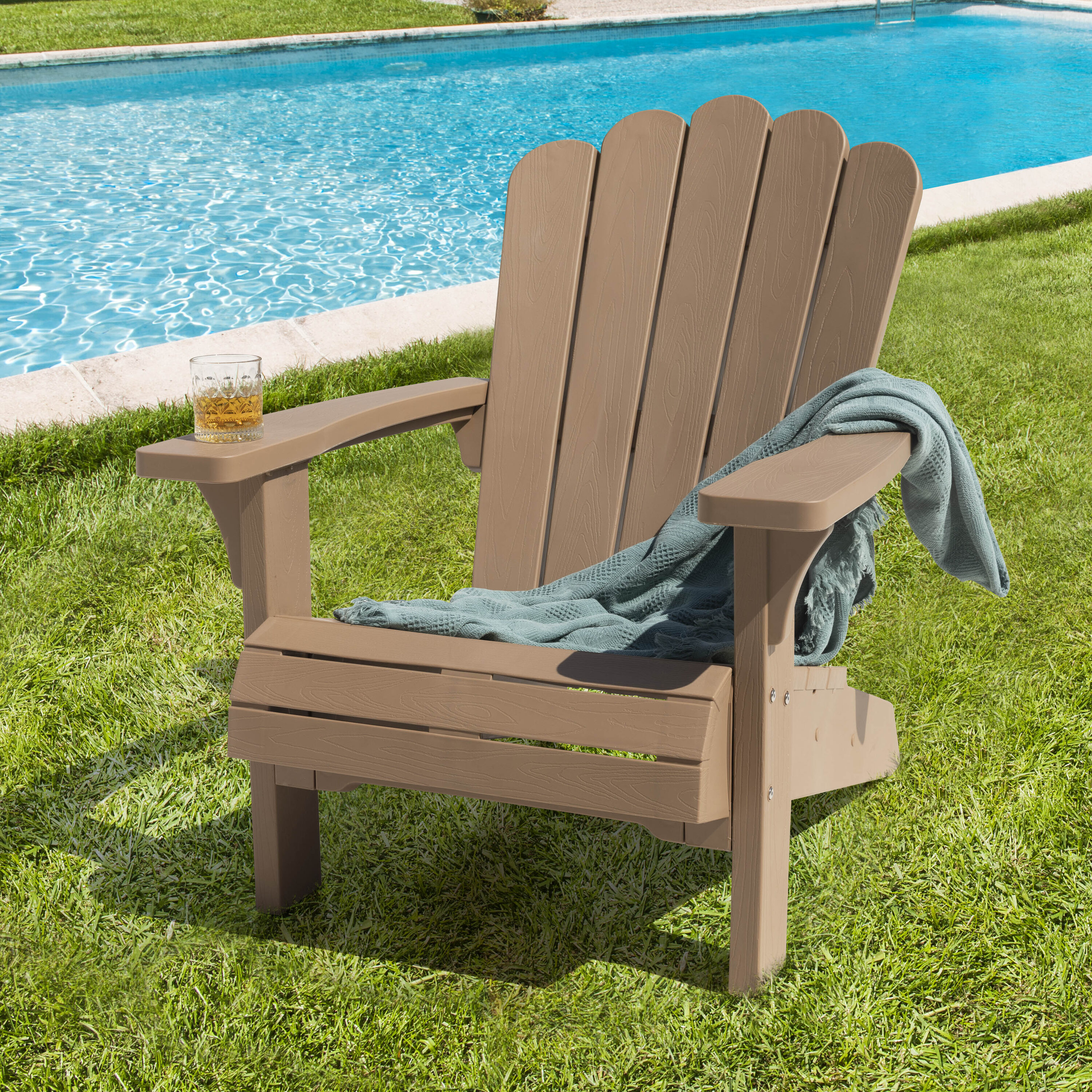 Nuu Garden AD001 Adirondack Chair champagne Plastic Frame Stationary Adirondack Chair with Solid Seat