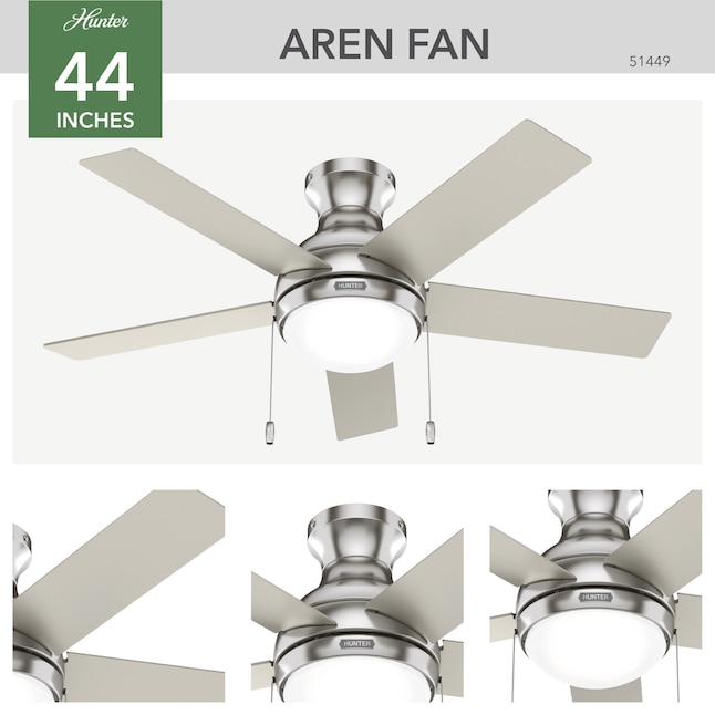 Led Indoor Flush Mount Ceiling Fan, Hunter Antero Ceiling Fan