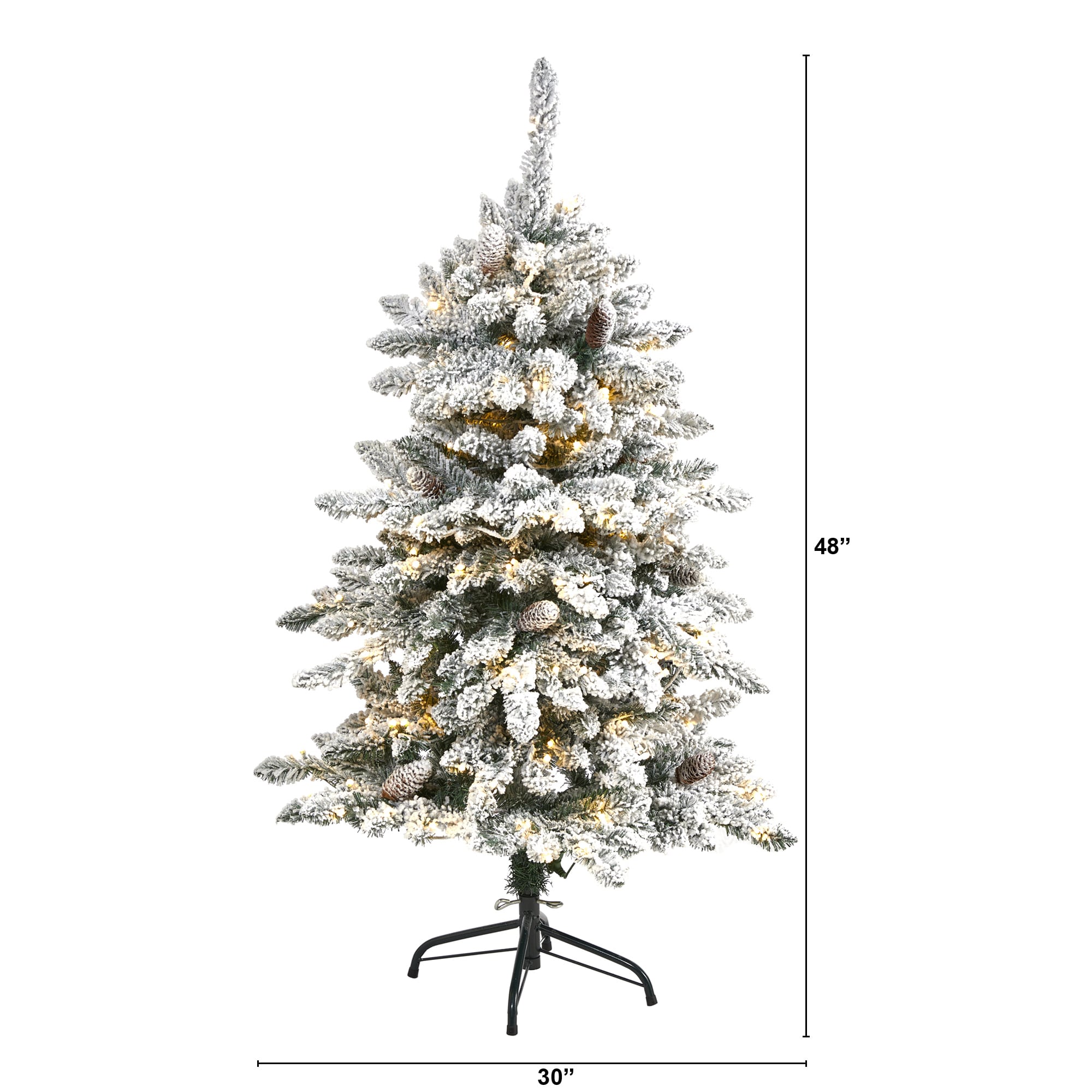 5' Pre-lit Frosted Winter Spruce Flocked Christmas Tree Decorated