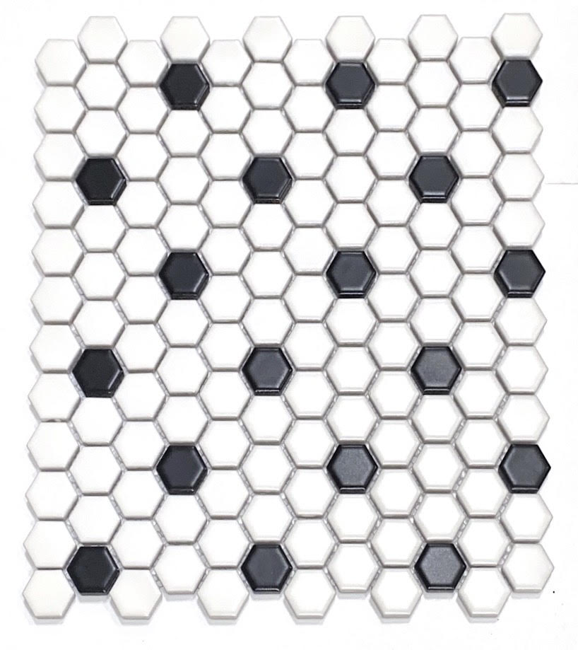 Splash Mosaic Tile Cascade White and Black 11-in x 12-in Glazed ...