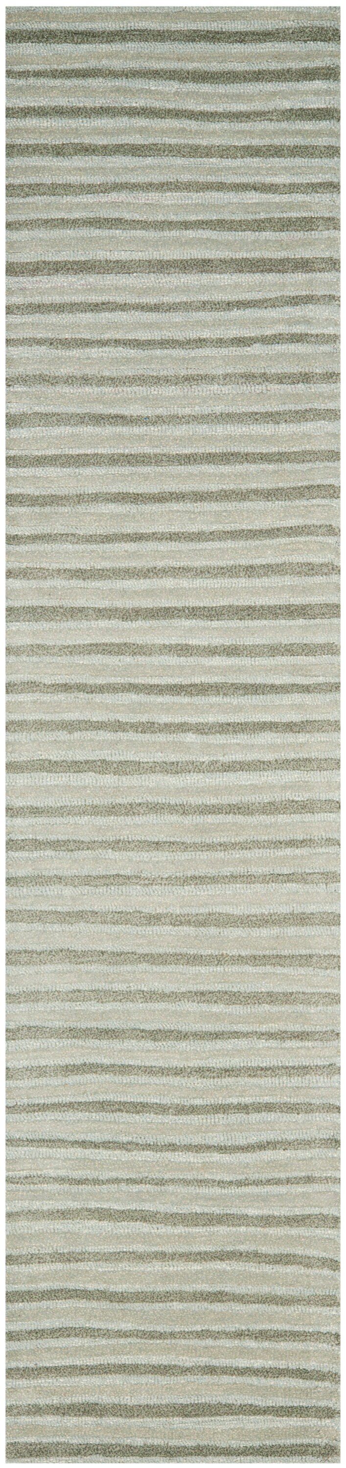 Martha Stewart MSR3619A-210 Hand Drawn Stripe 2 x 10 (ft) Tufted Synthetic Nmbus Cloud Gry Rectangular Indoor Stripe Farmhouse/Cottage Runner rug