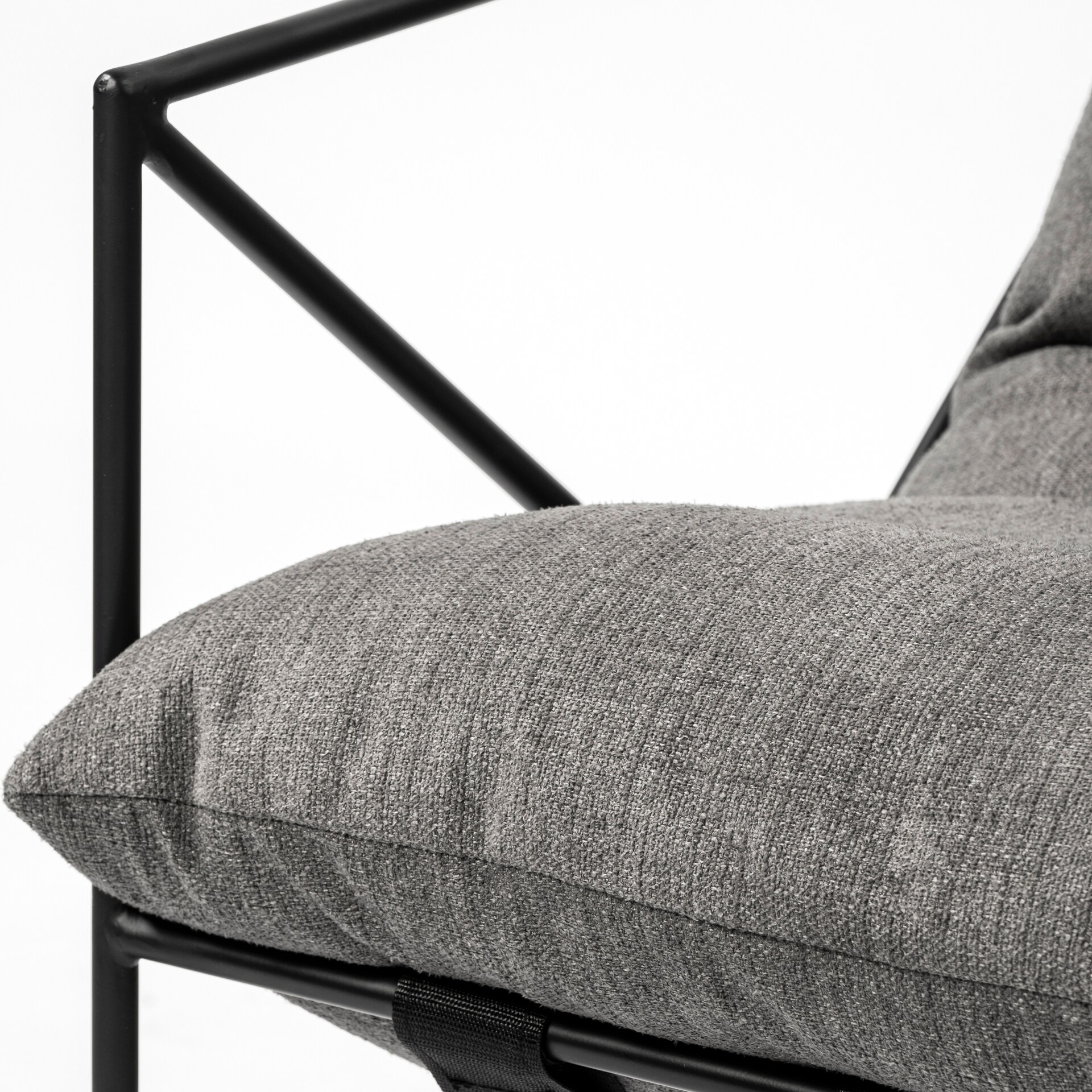 Leonidas Gray Fabric and Black Metal Accent Chair
