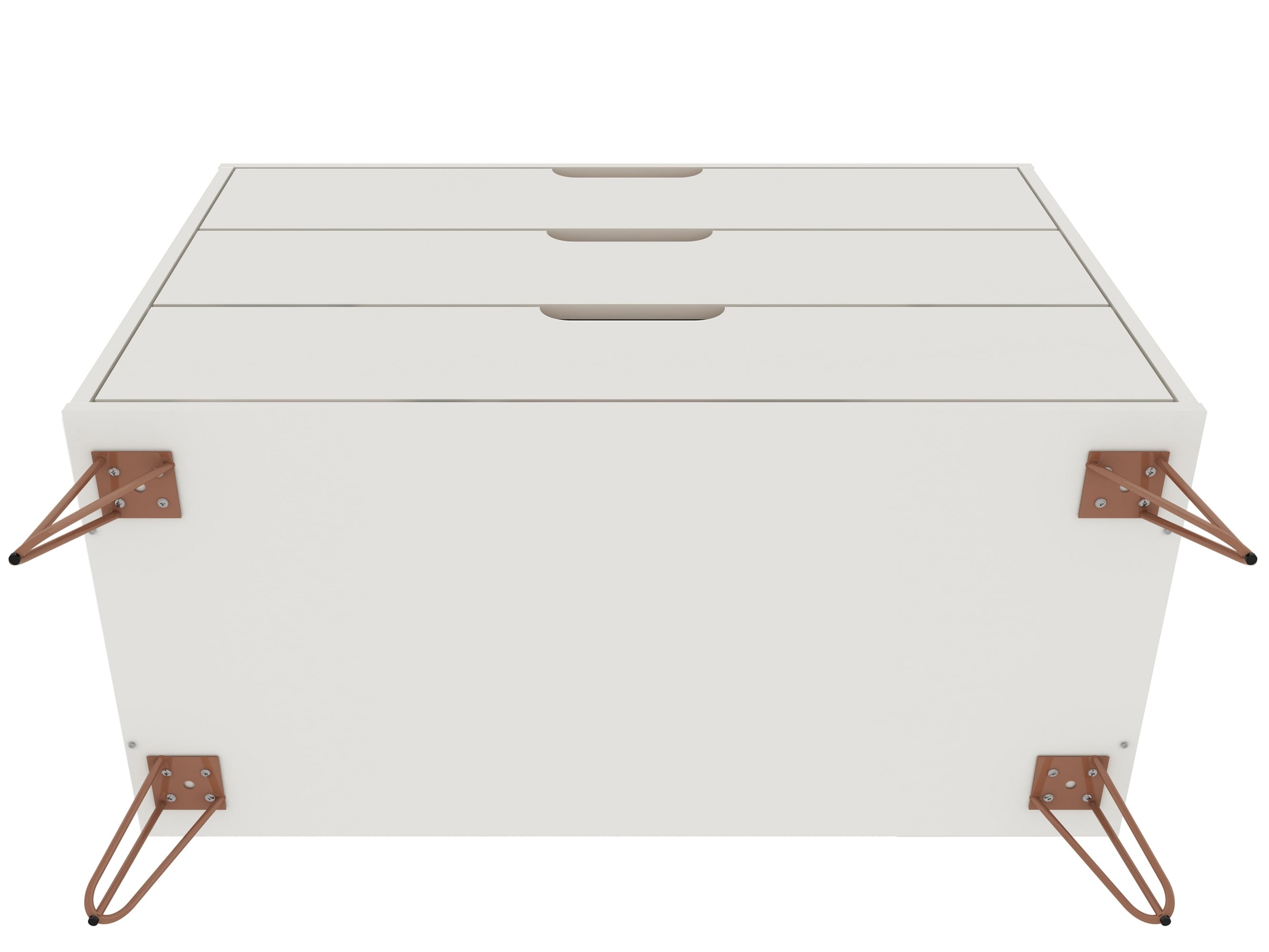 Set of 2 Off-White Mid-Century Modern 3-Drawer Dressers