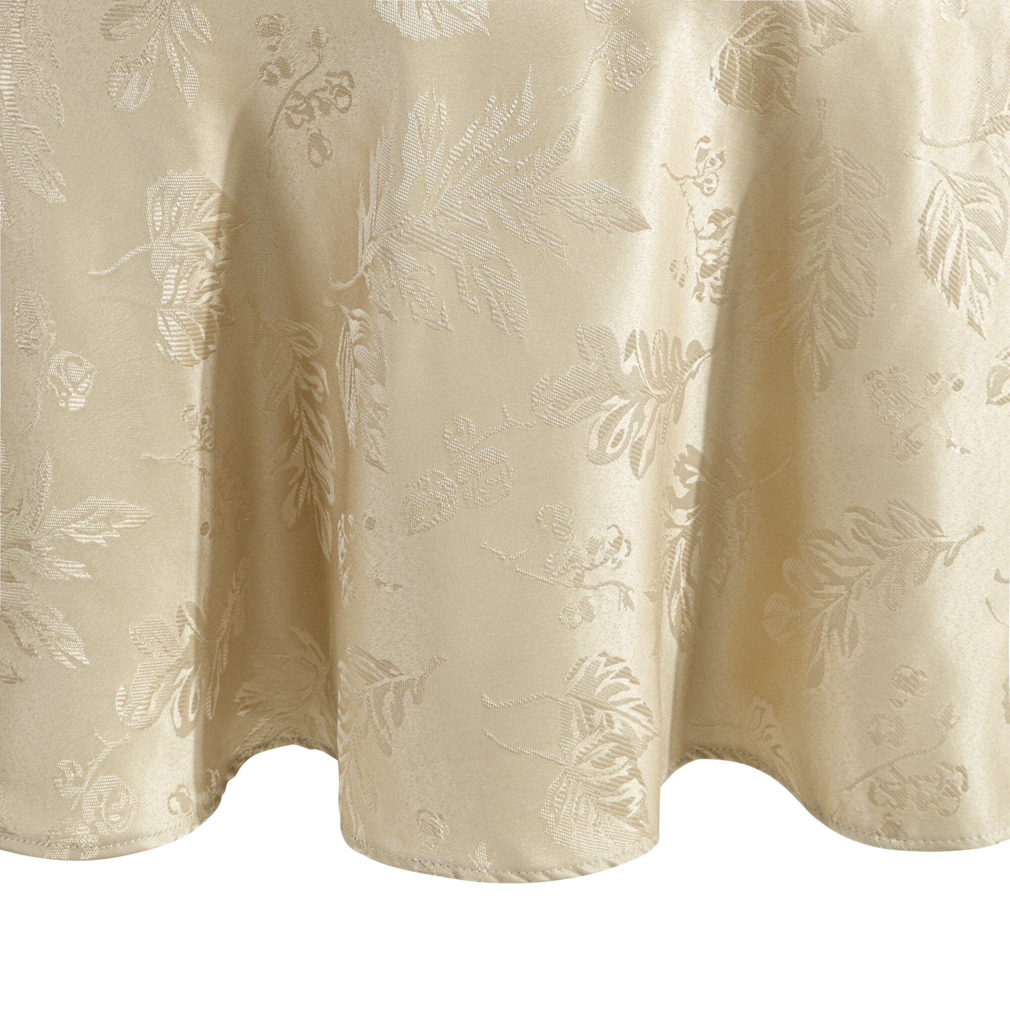Elrene Home Fashions 739550325461 Elegant Woven Leaves Jacquard Damask 60"x84" Oval Indoor Taupe Table Cover for 6-ft rectangle