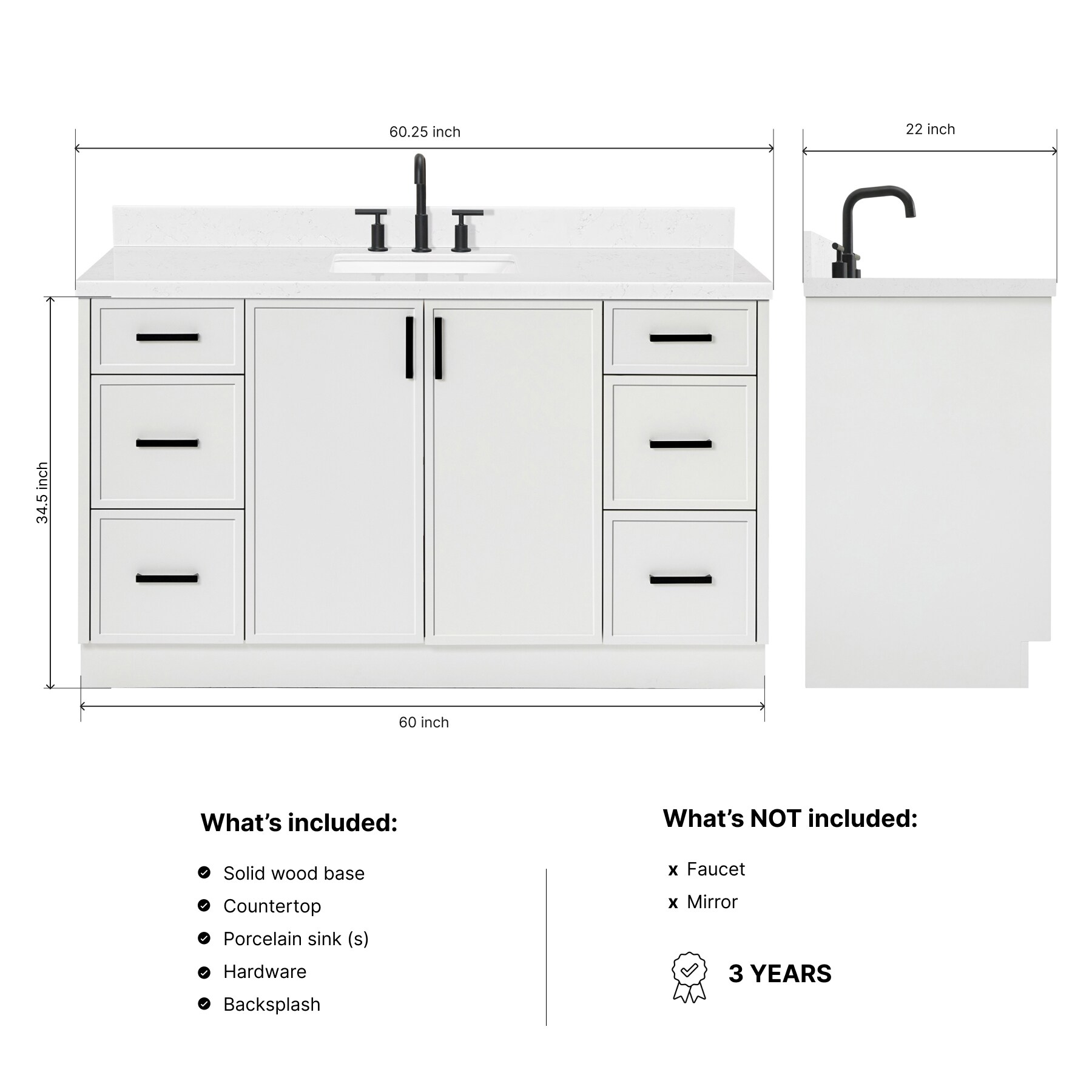 ARIEL K60CQRVOWHT Bath-Vanity-Combo - View #7